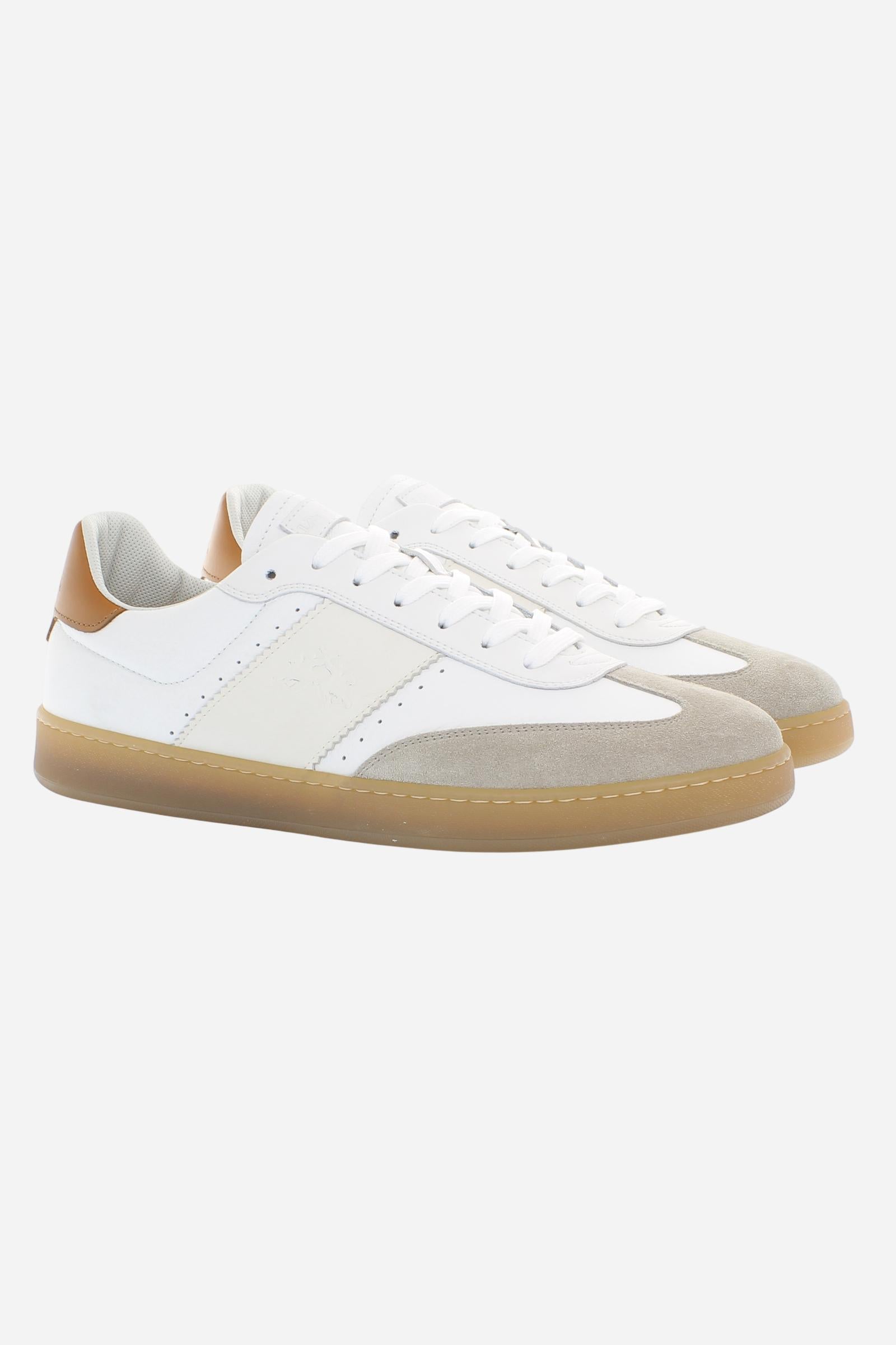 Men’s Retro Court Sneakers in Leather and Suede Split – Sage