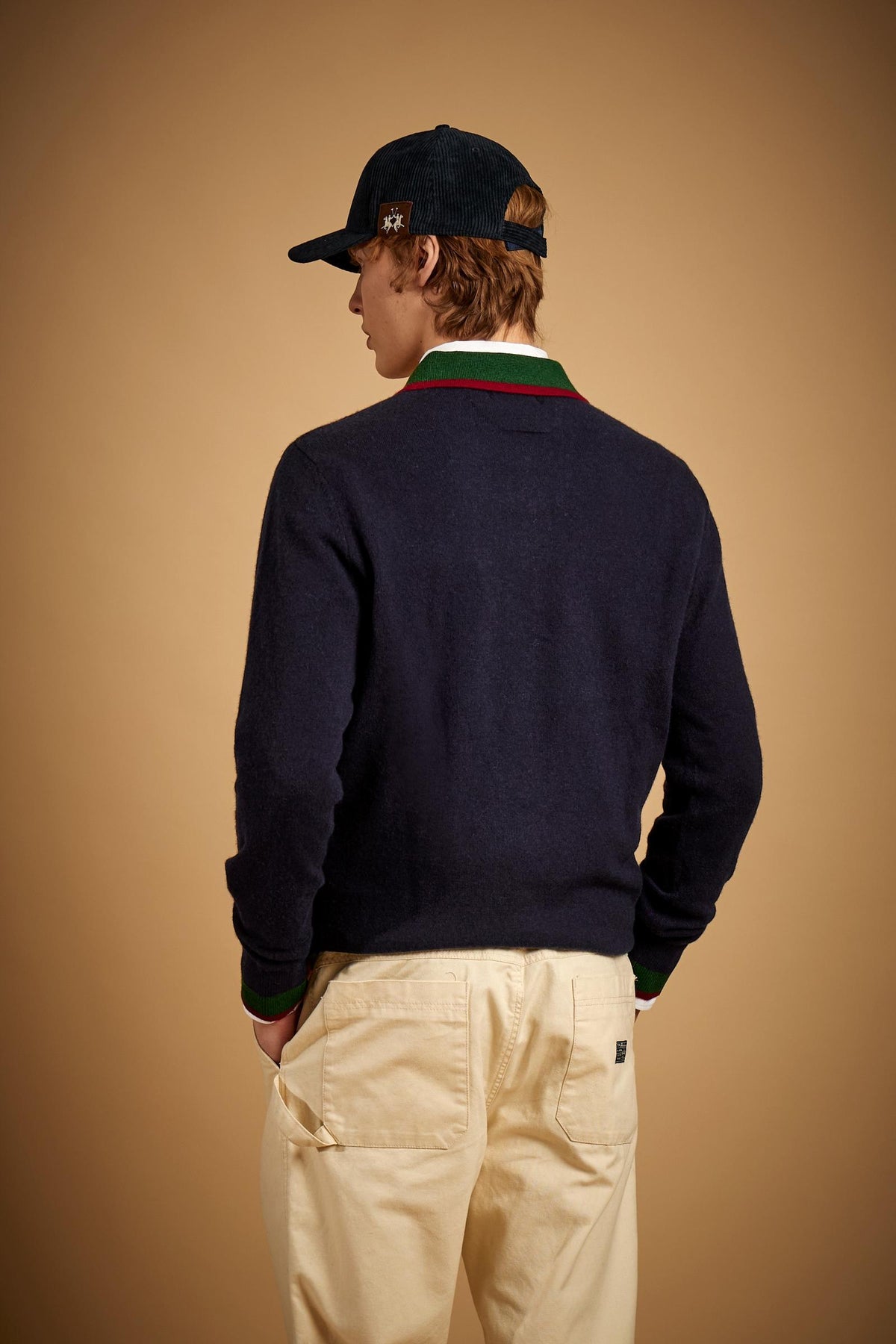 Men's polo shirt in mixed lambswool knit with ribbed collar - Eunice