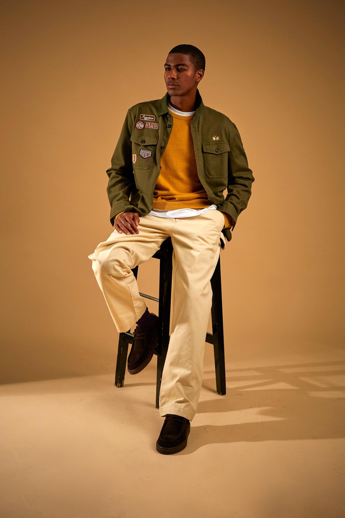 Men's cotton jersey shacket with patch - Davy