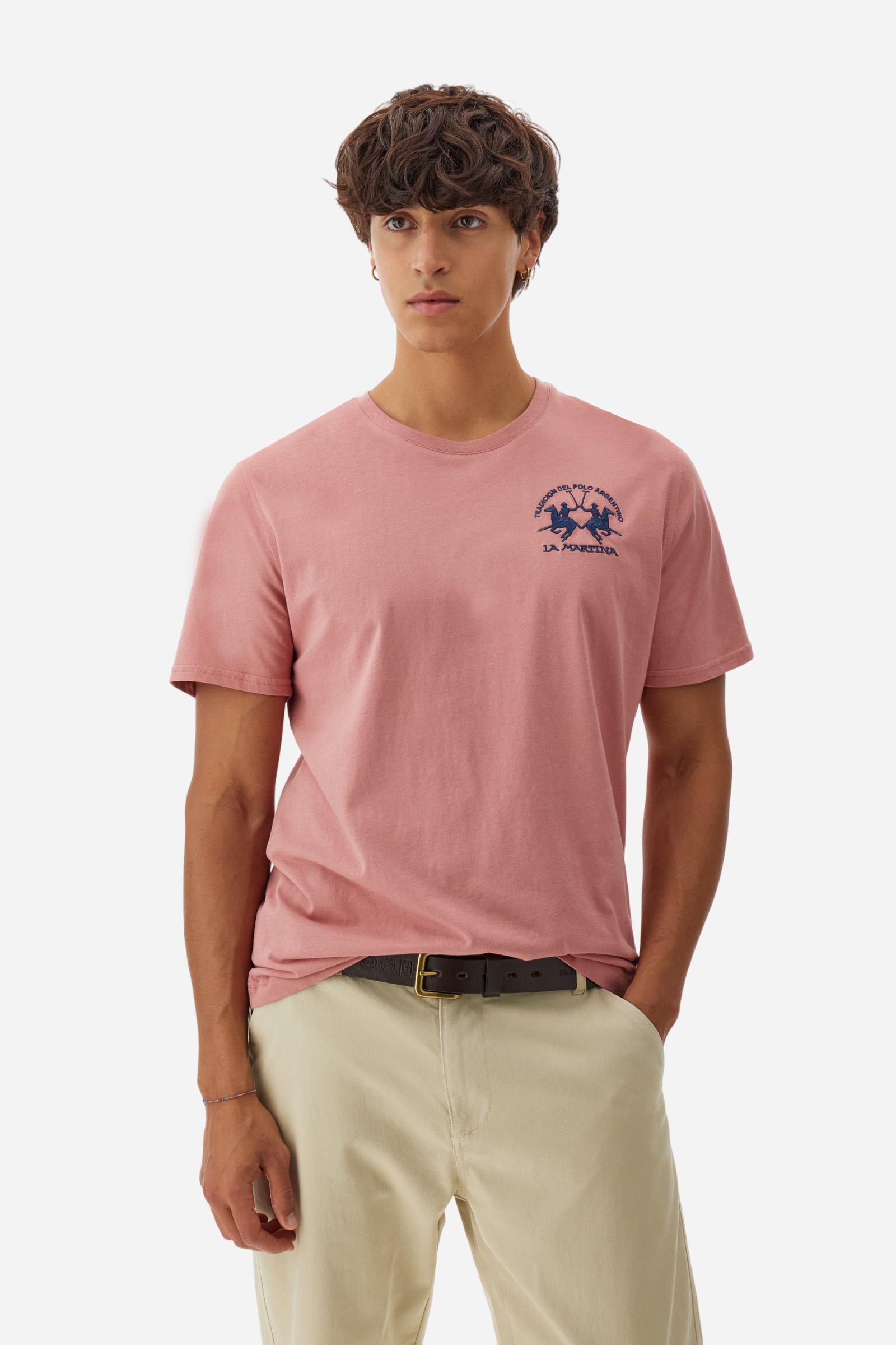 Men’s cotton T-shirt with Team logo - Rose Tan
