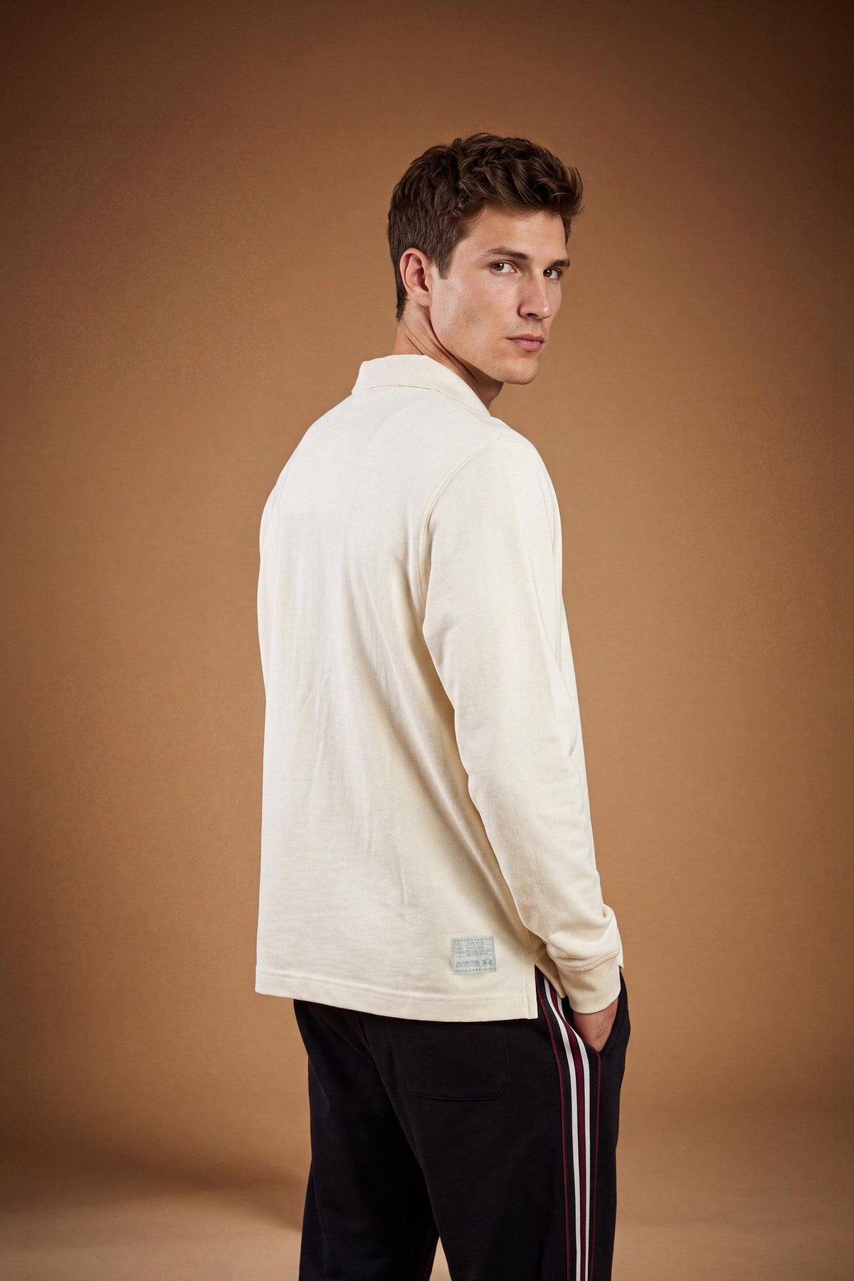 Herren Polo Langarm aus Baumwoll-Piqué Essentials. Darius