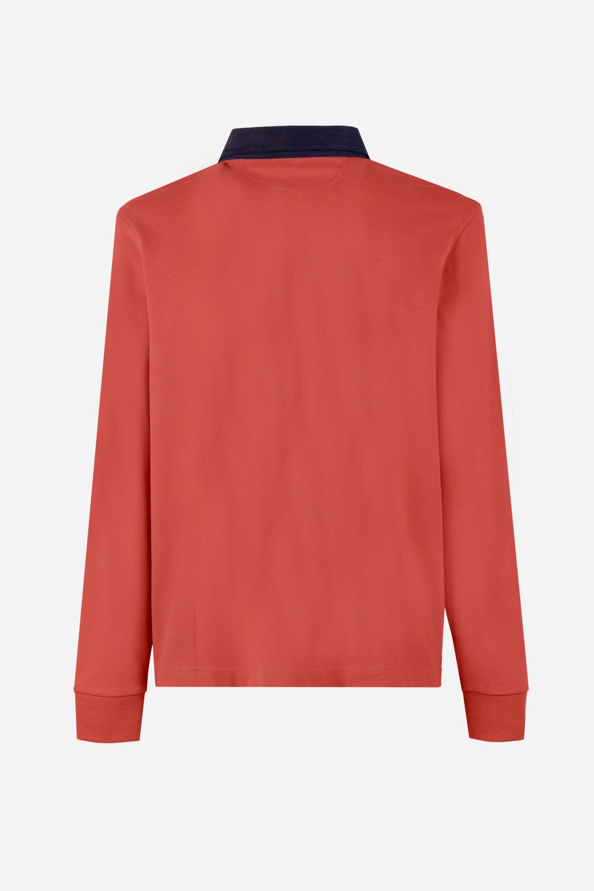 Men's long-sleeve polo made from heavy cotton jersey with ribbed cuffs, contrasting gabardine collar, embroidered logo, and a comfortable regular fit. - Garnet Rose