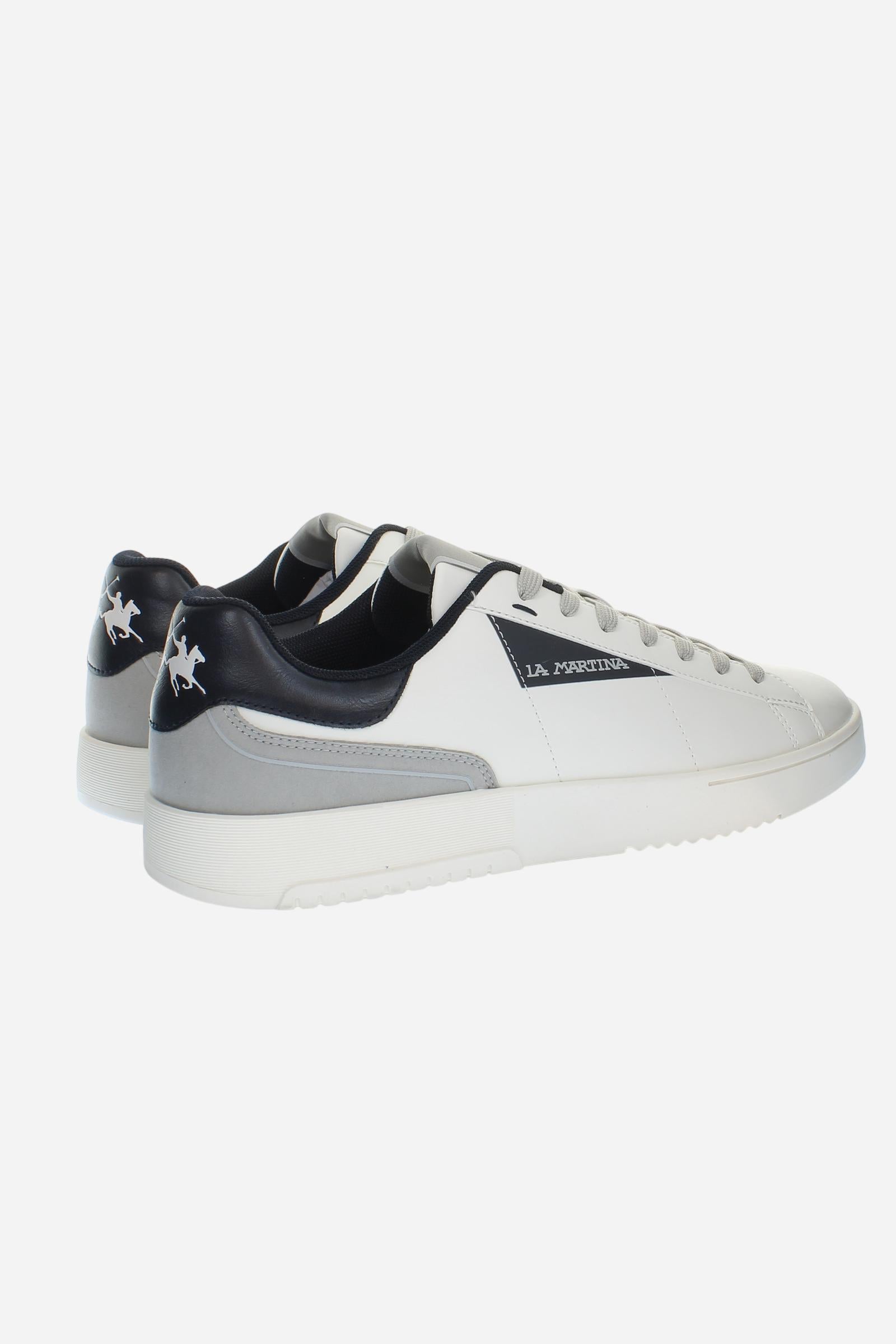 Sleek and versatile Bombonera CUP leather trainers. Comfortable rubber soles and personalised details for a unique and modern style. - WHITE/BLUE