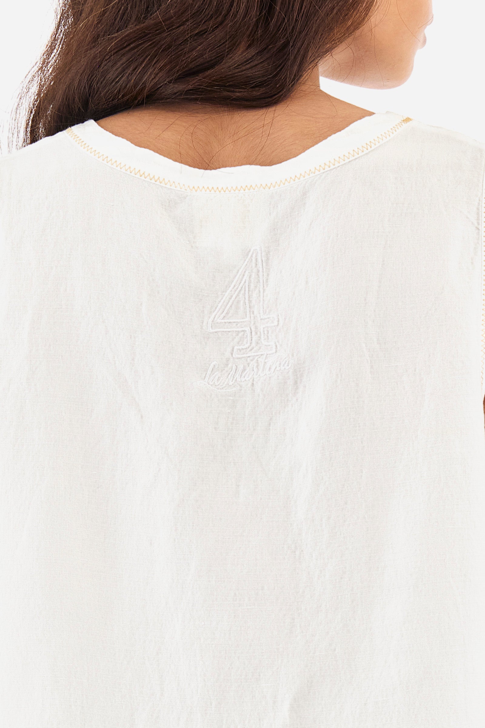 Regular-fit sleeveless blouse in a linen blend - Yemima