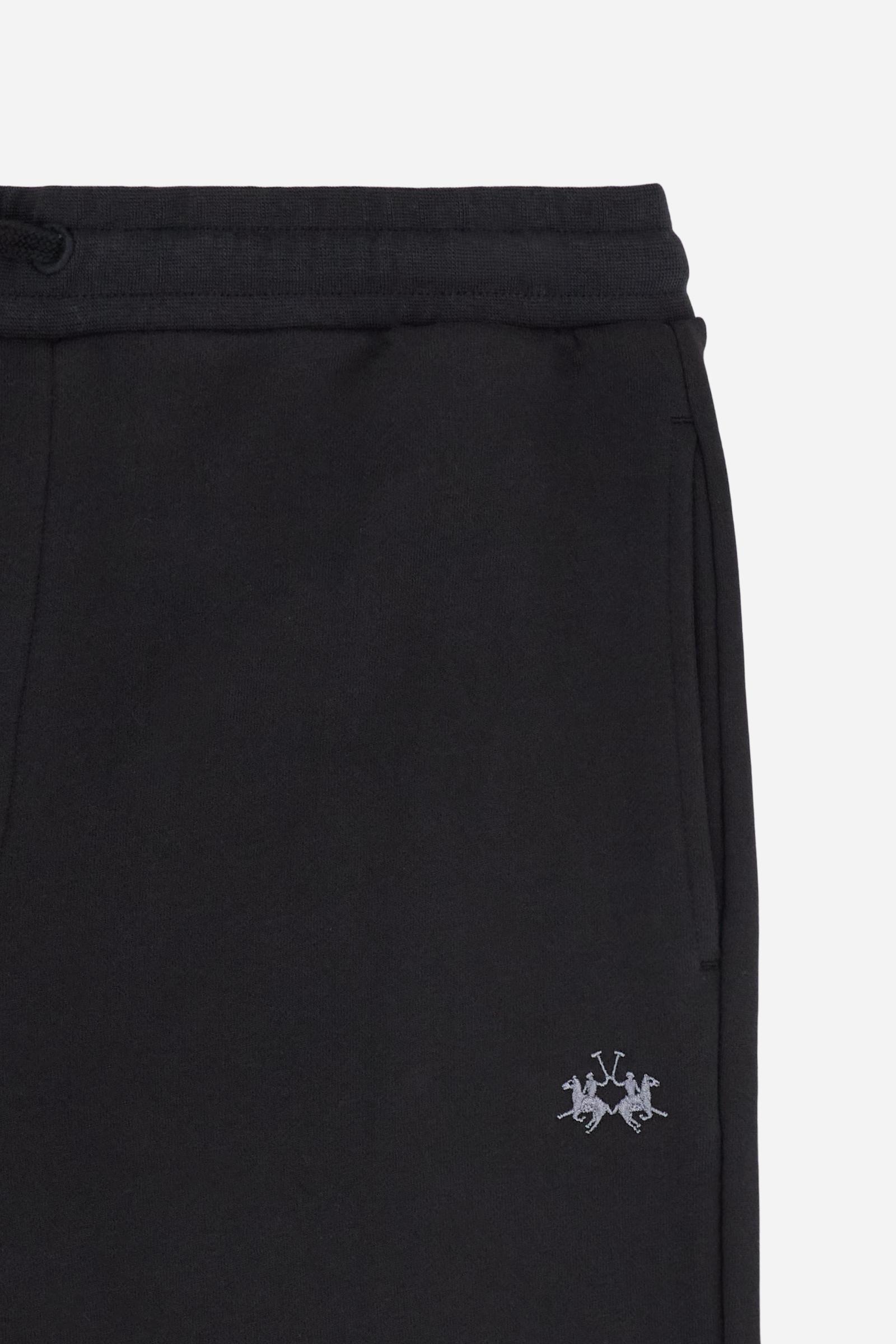 Men’s cotton fleece jogger pants with tapered cut and slim fit, ribbed cuffs and contrast embroidered logo. - Black                                                                                                                                                                                                                                                                                                                                                                                                             