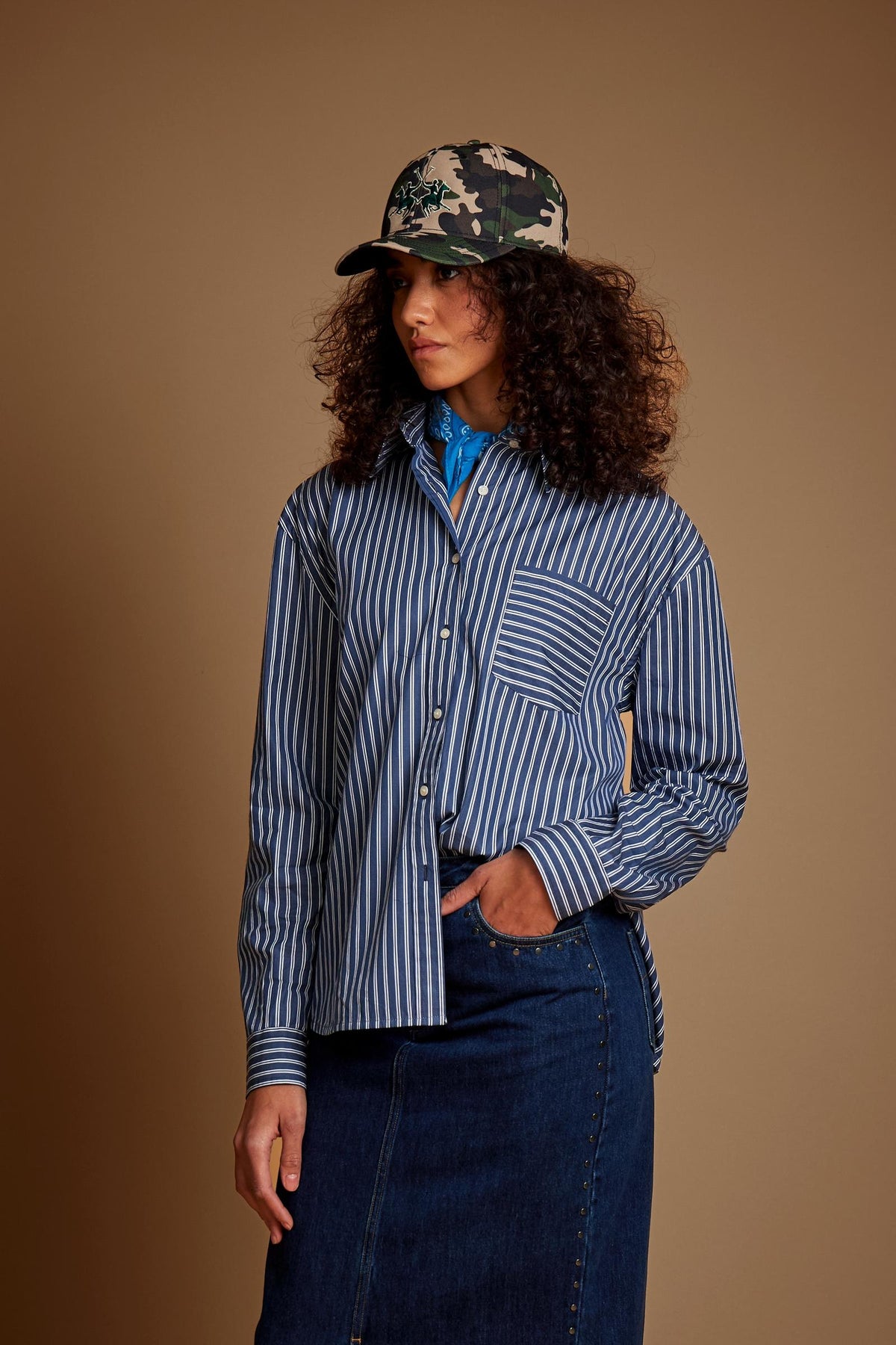 Women's striped cotton poplin shirt - Danila