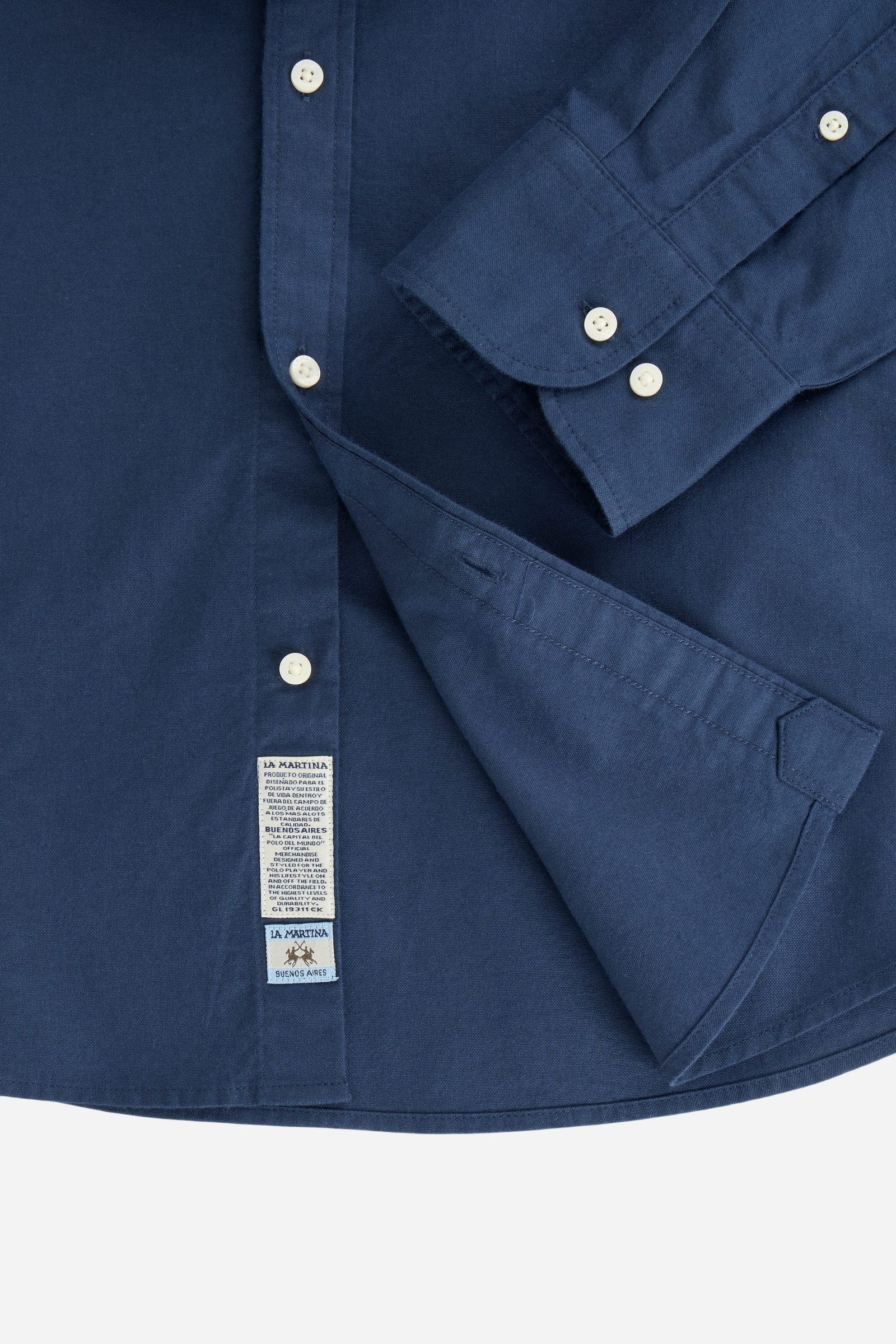 Men’s pure cotton Oxford shirt with button-down collar, front buttons, embroidered logo, and regular fit for comfort and freedom of movement. - Navy