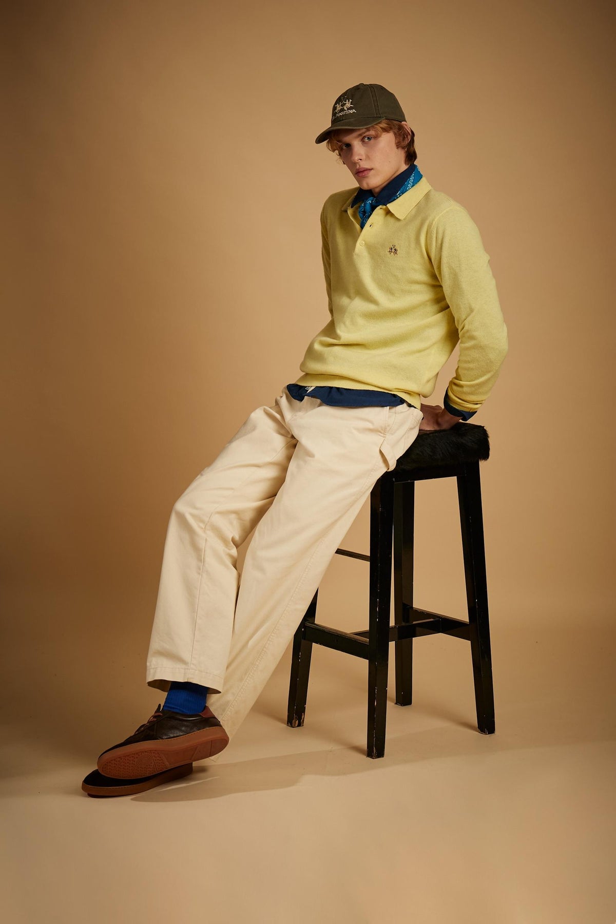 Men's knitted polo shirt in lambswool blend - Ettore