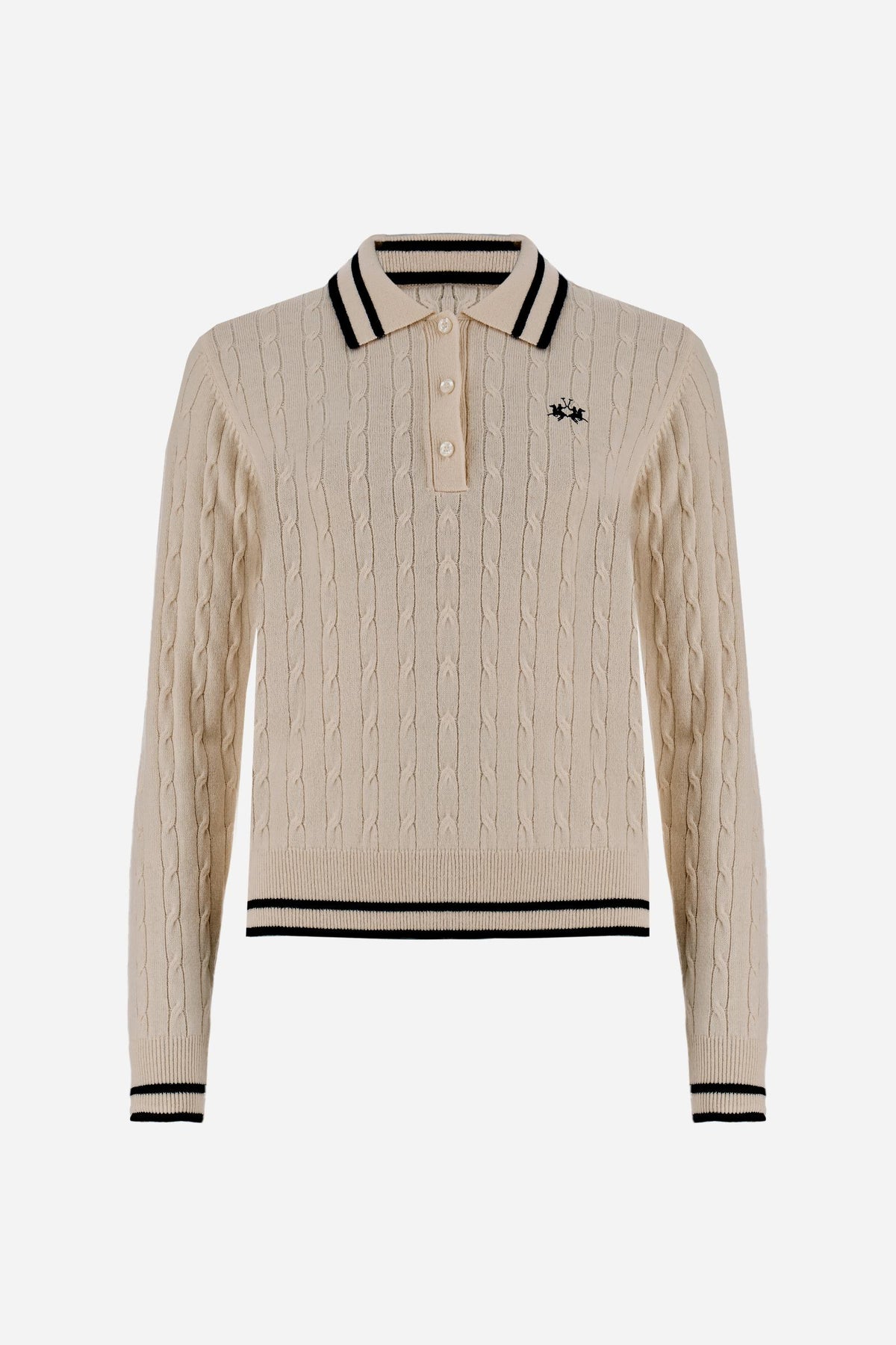 Polo donna in maglia a trecce in lambswool - Ellery