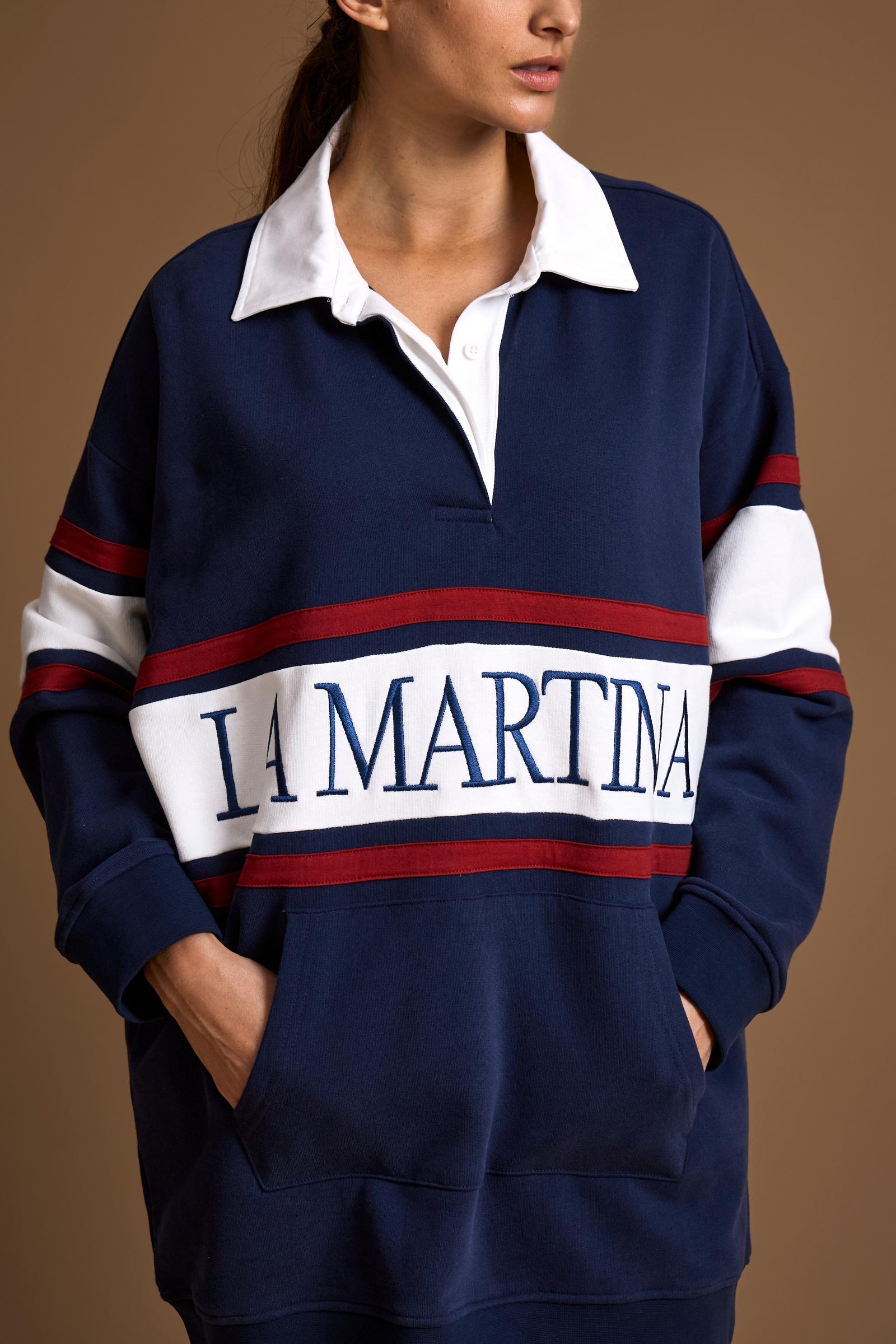 Women's oversized cotton sweatshirt with college stripes - Dione