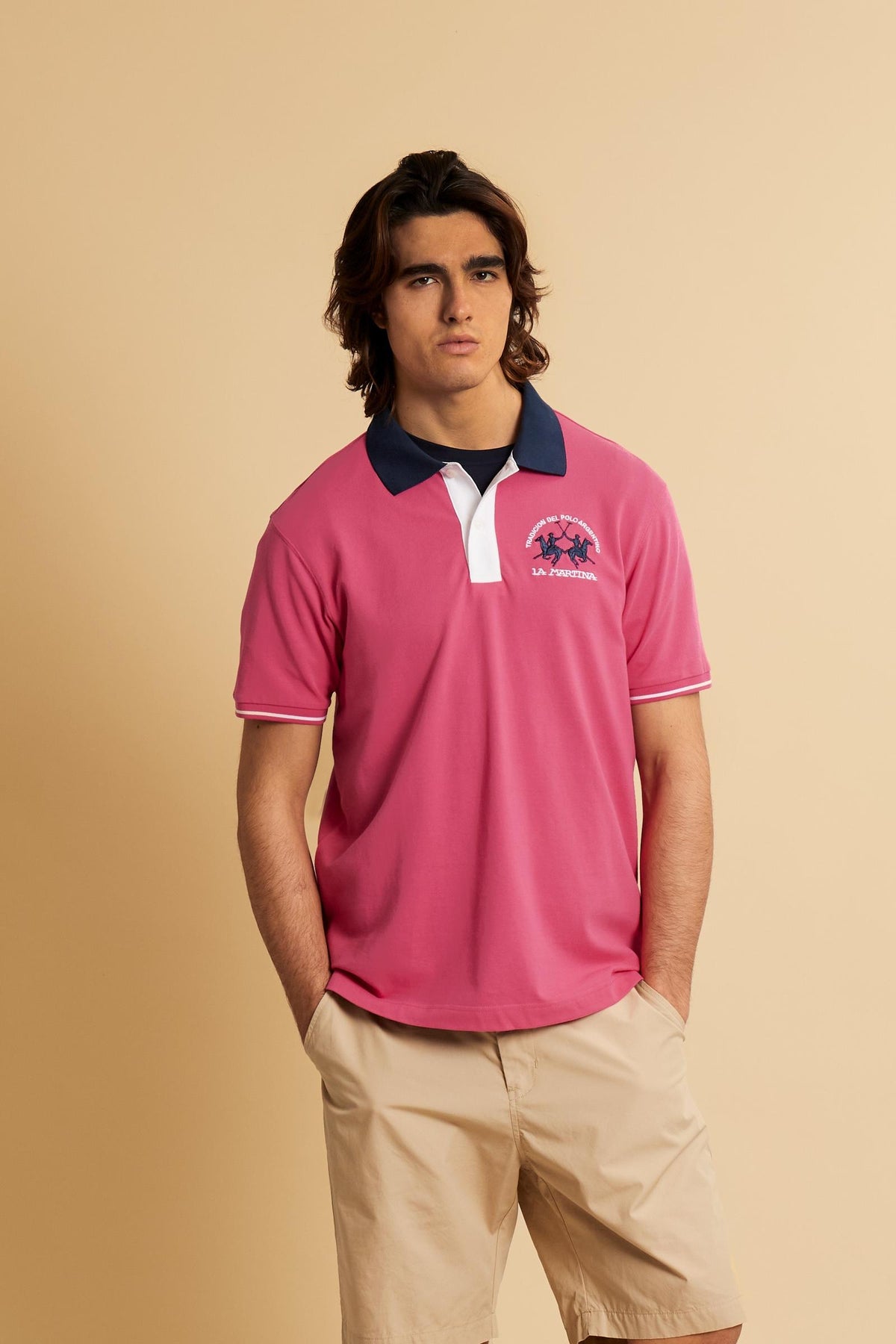Men’s short sleeve stretch piqué polo shirt with contrast details – Trixie