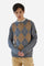 Men’s crew neck sweater with argyle pattern in cashmere blend - Boni