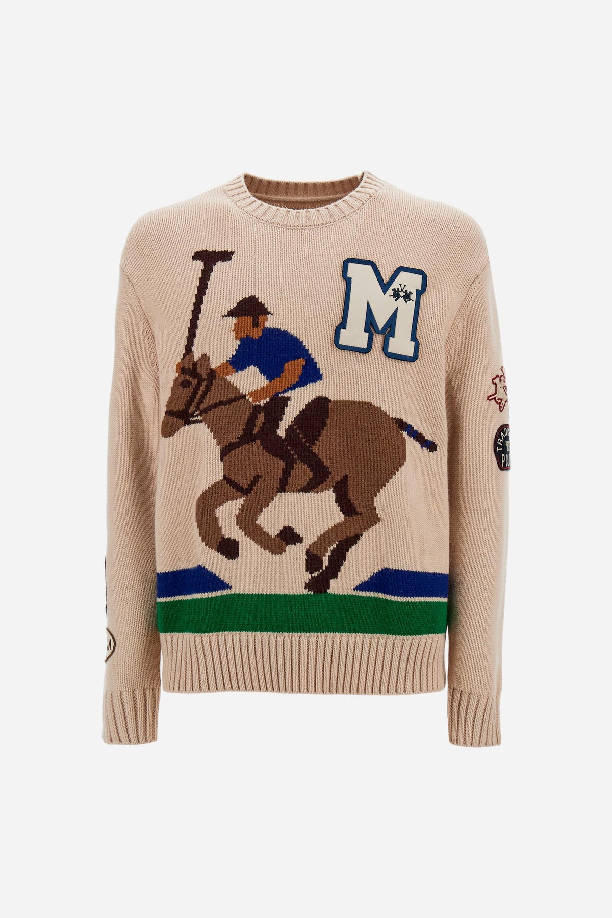 Jacquard crew neck lambswool sweater - Emmet