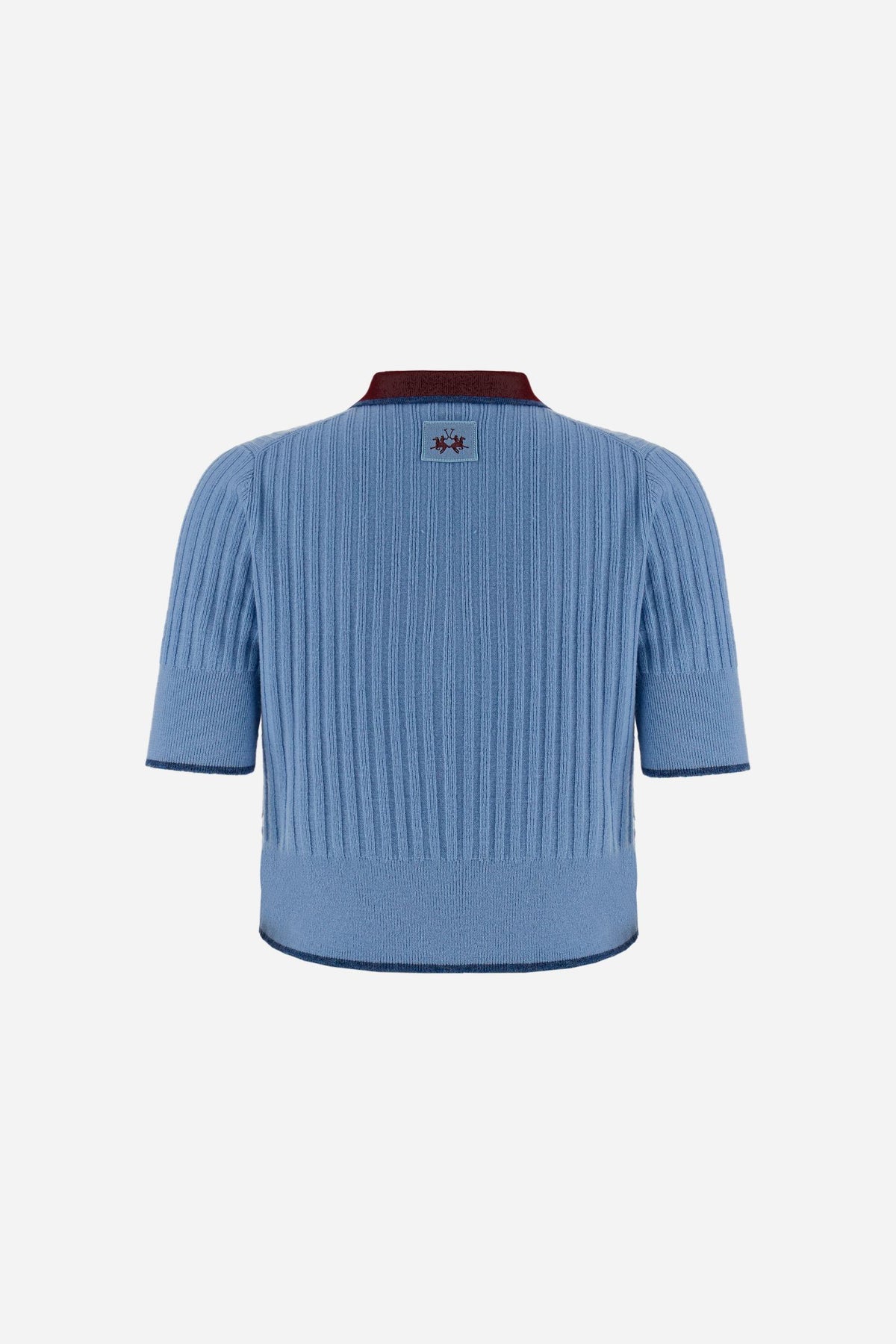 Women's knitted lambswool polo with contrasting details - Eugenie
