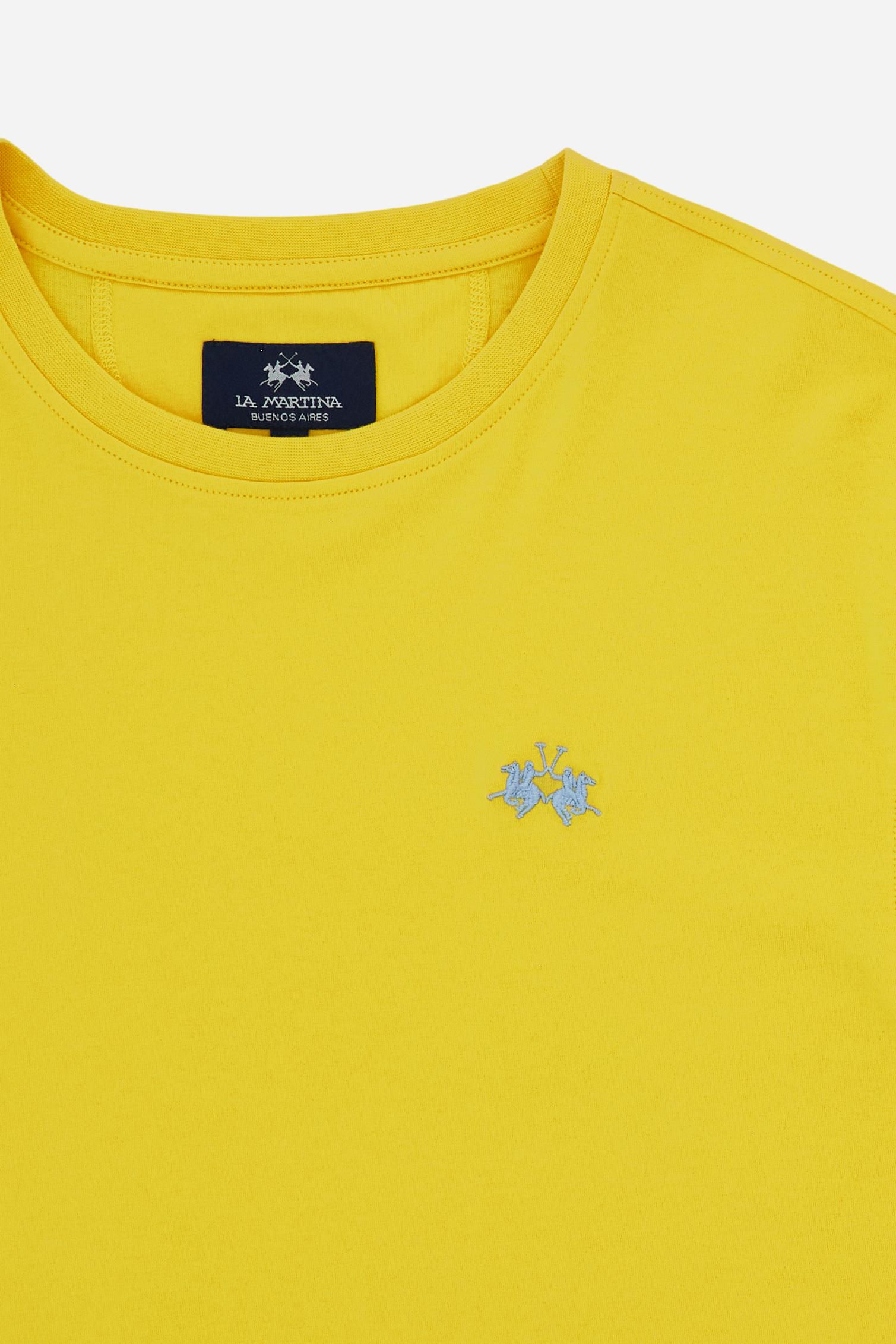 Men’s cotton jersey T-shirt with regular fit and ribbed crew neck. Small contrast embroidered logo. - Empire Yellow                                                                                                                                                                                                                                                                                                                                                                                                             
