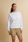 Cotton sweatshirt for women with raglan sleeves, featuring a clean design and embroidered logo patch on the back. Relaxed fit for ultimate comfort. - Optic White                                                                                                                                                                                                                                                                                                                                                               