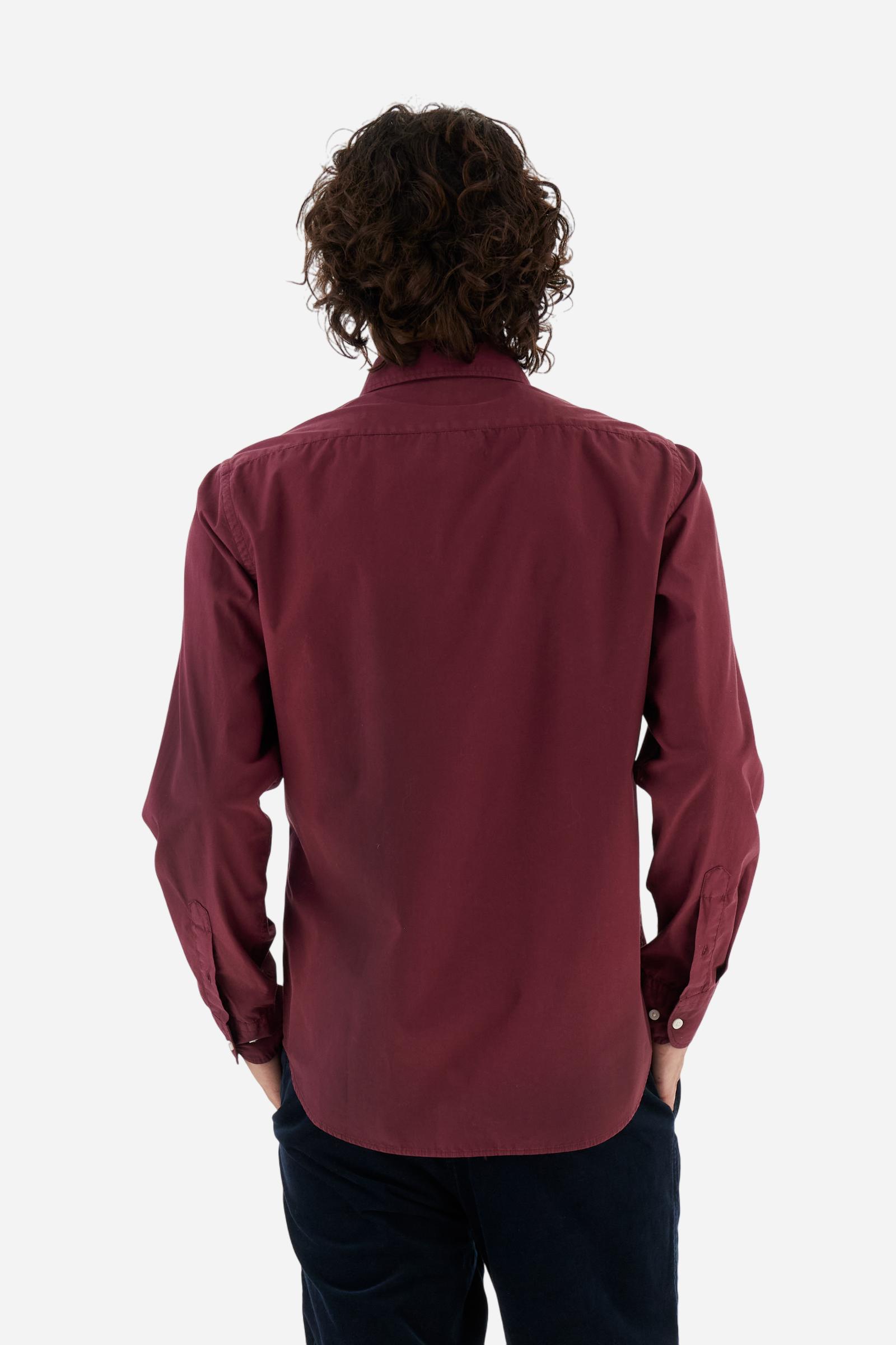 Men's long-sleeved shirt in cotton poplin. Slim fit with button-down collar. - Port Royale