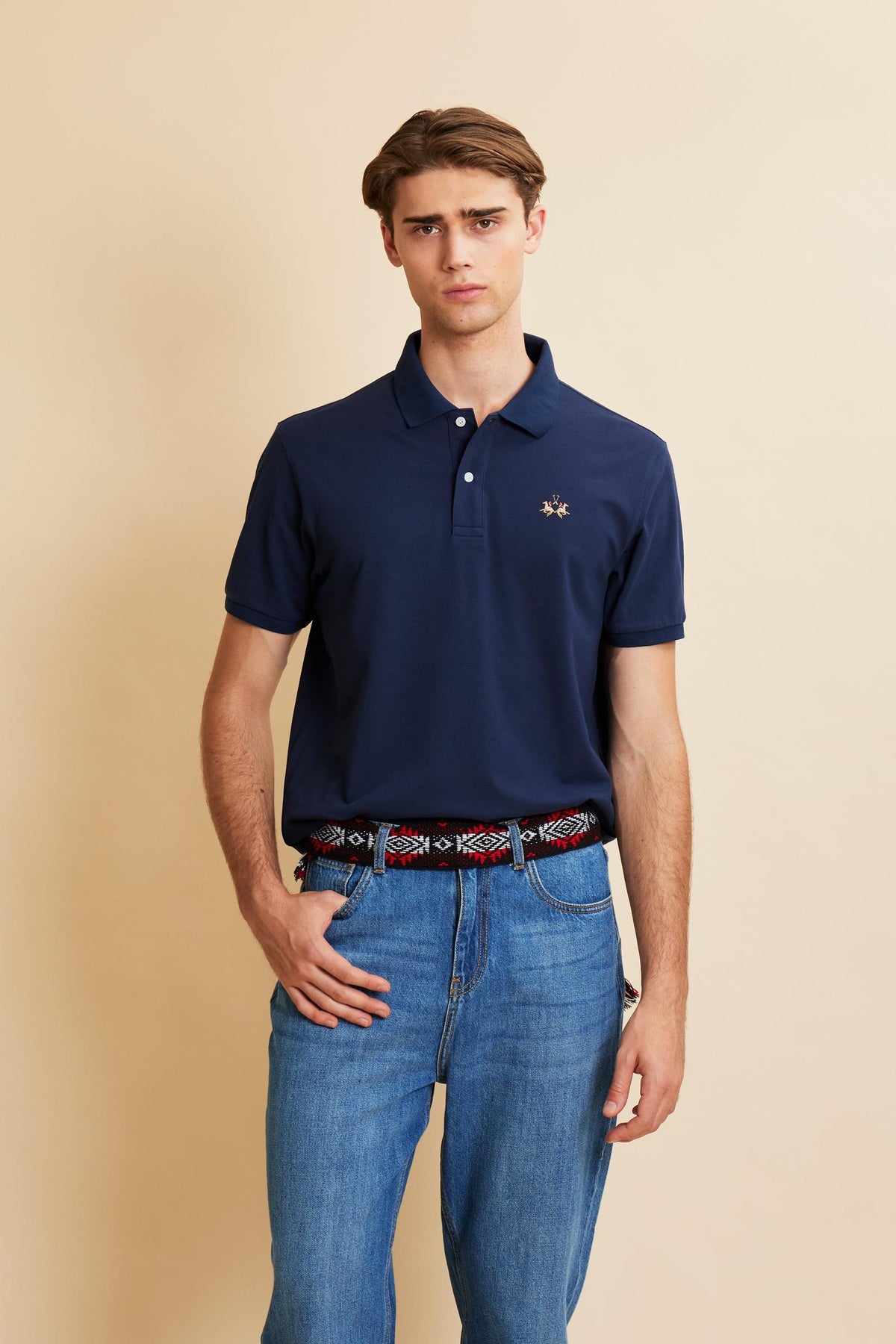 Men's regular fit polo with multicolor logo - Eduardo