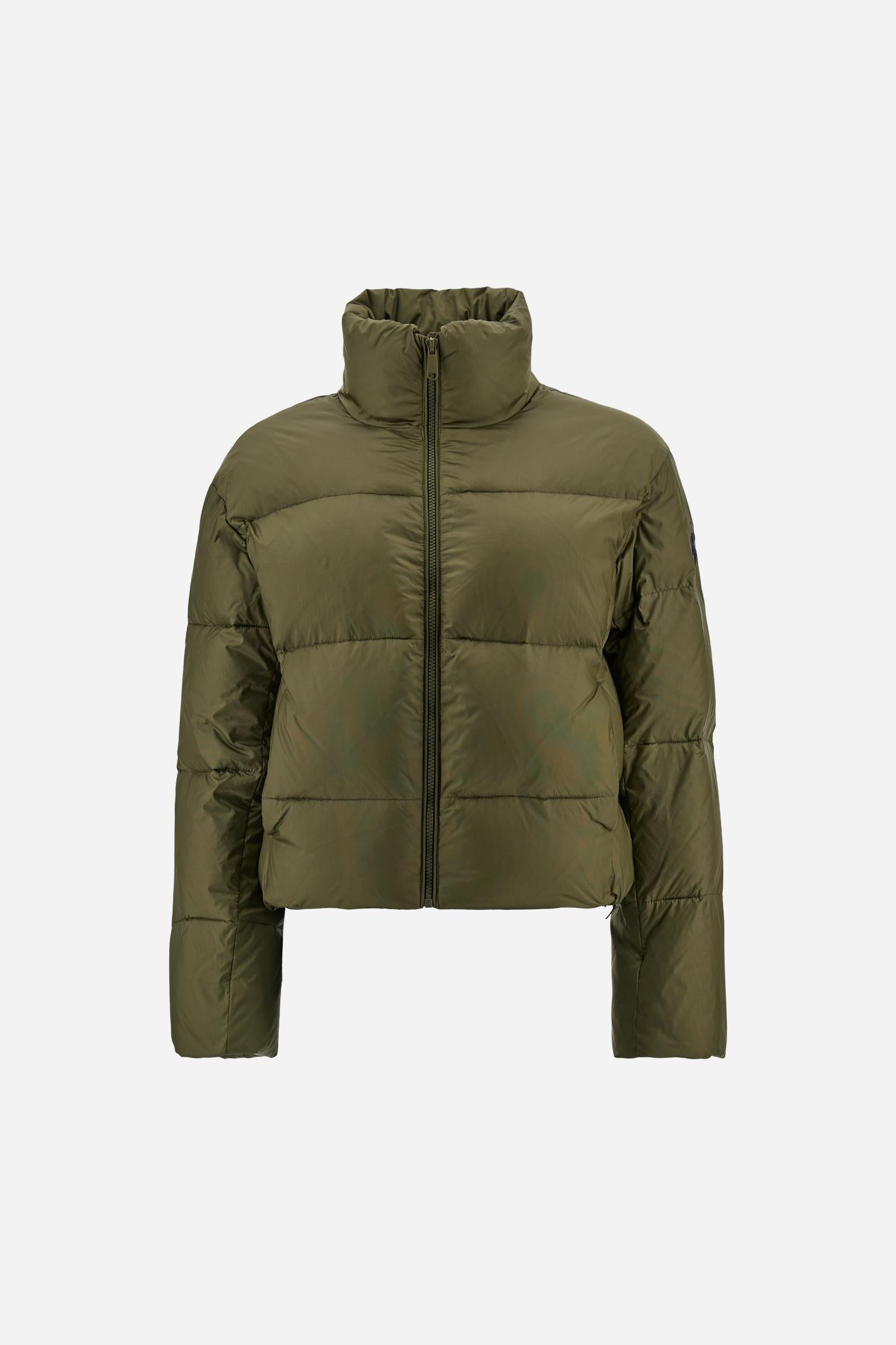 Women's iridescent nylon down jacket padded with feathers - Deborah