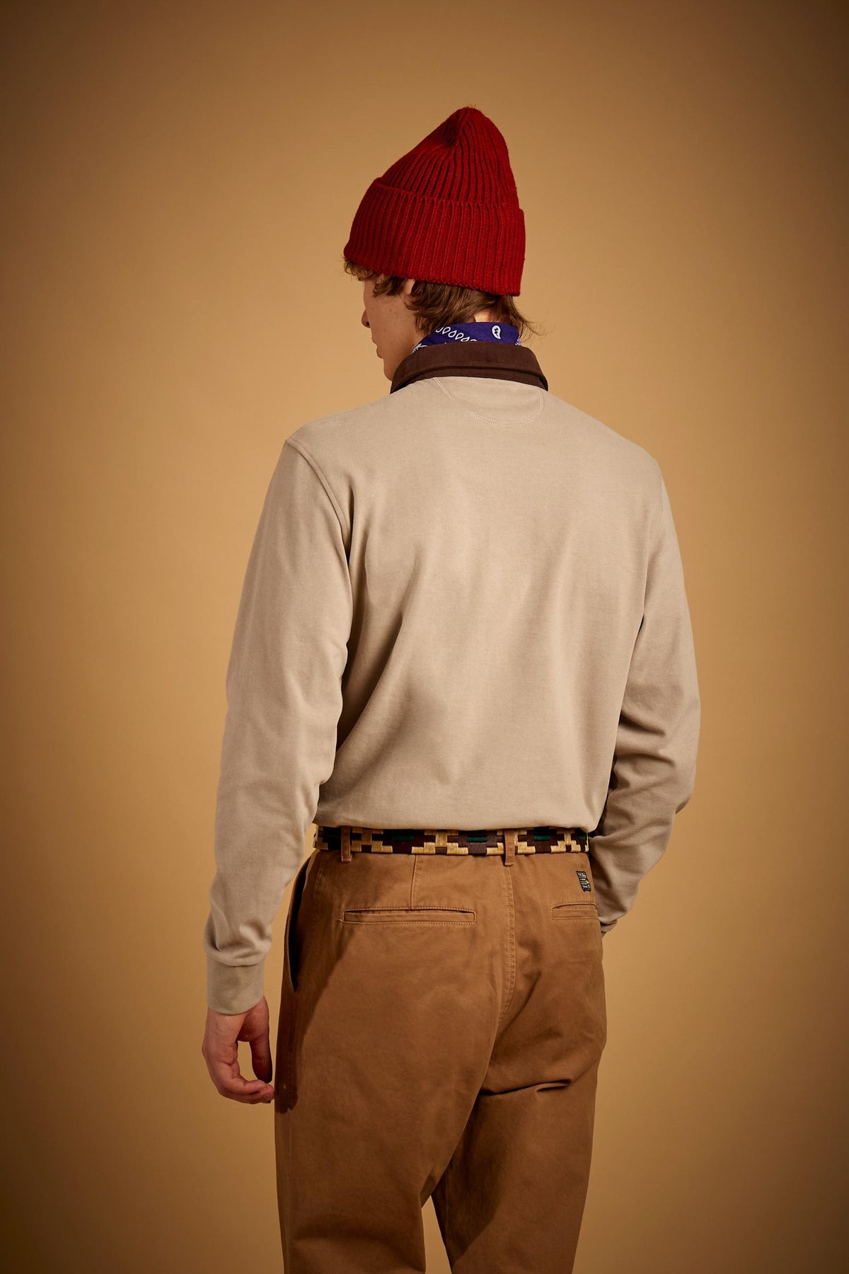 Polo uomo manica lunga in jersey cotone pesante collo a contrasto - Duke