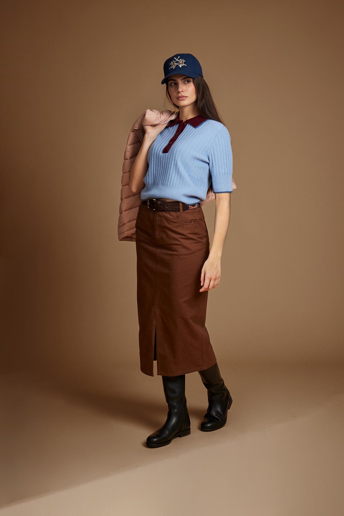 Women's knitted lambswool polo with contrasting details - Eugenie