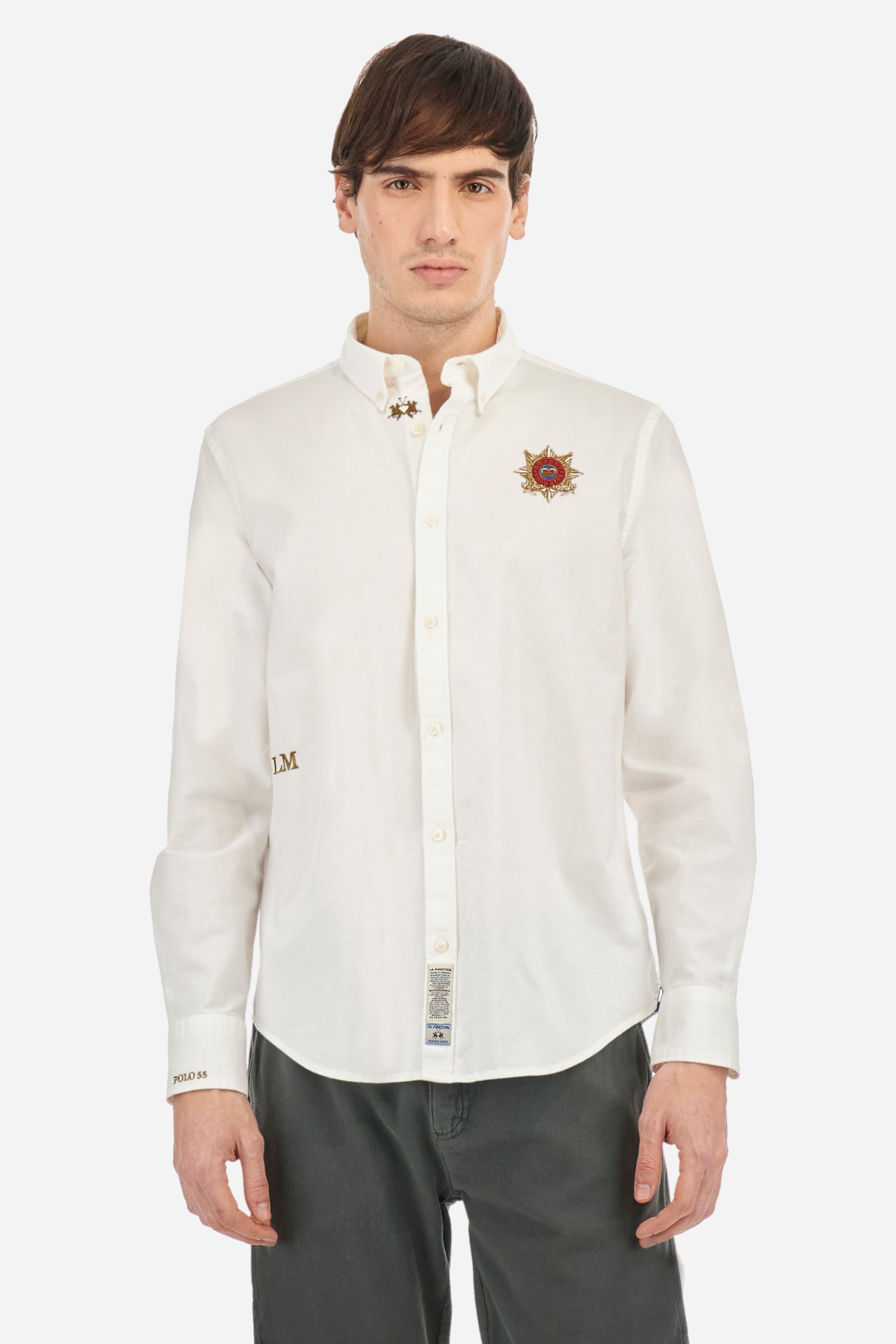 Guards shirt in elasticated cotton with a regular fit - Anselmo