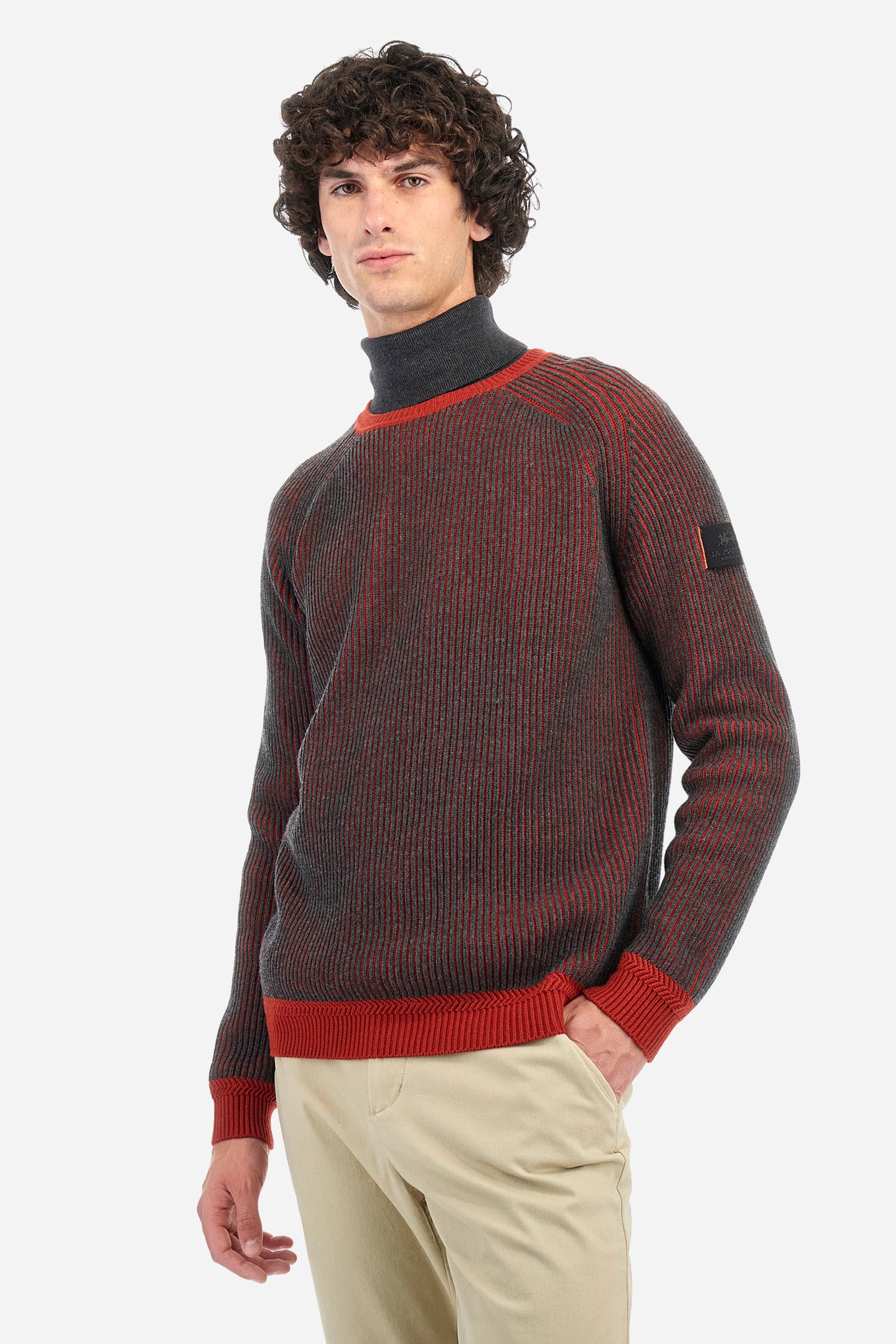 Regular fit pullover in wool and cotton - Zimran