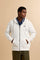 Hooded sweatshirt in lightweight unbrushed cotton with front zip and adjustable drawstring hood with metal tips. Kangaroo pockets and ribbed trims. Relaxed regular fit with contrast embroidered logo on the chest. - Off White                                                                                                                                                                                                                                                                                                