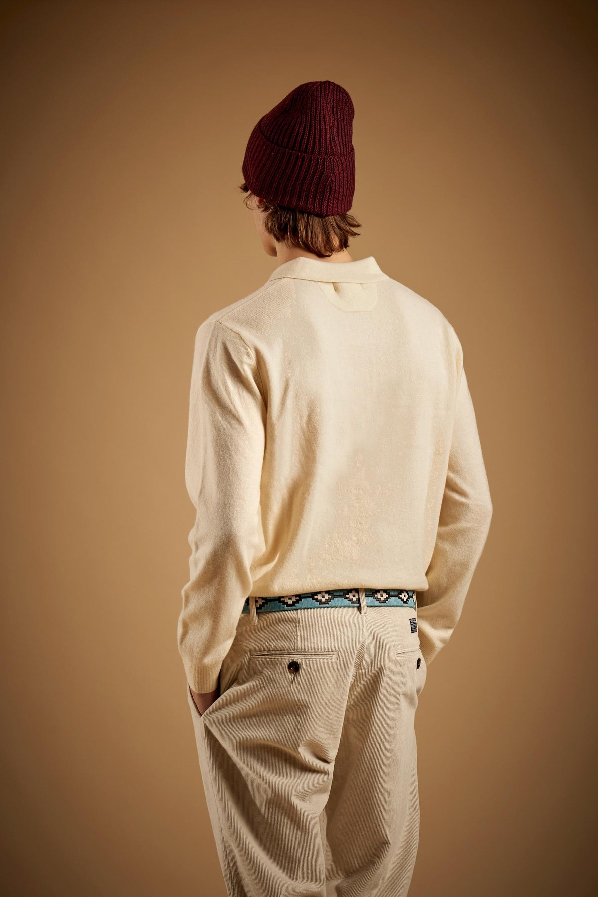 Men's knitted polo shirt in lambswool blend - Ettore