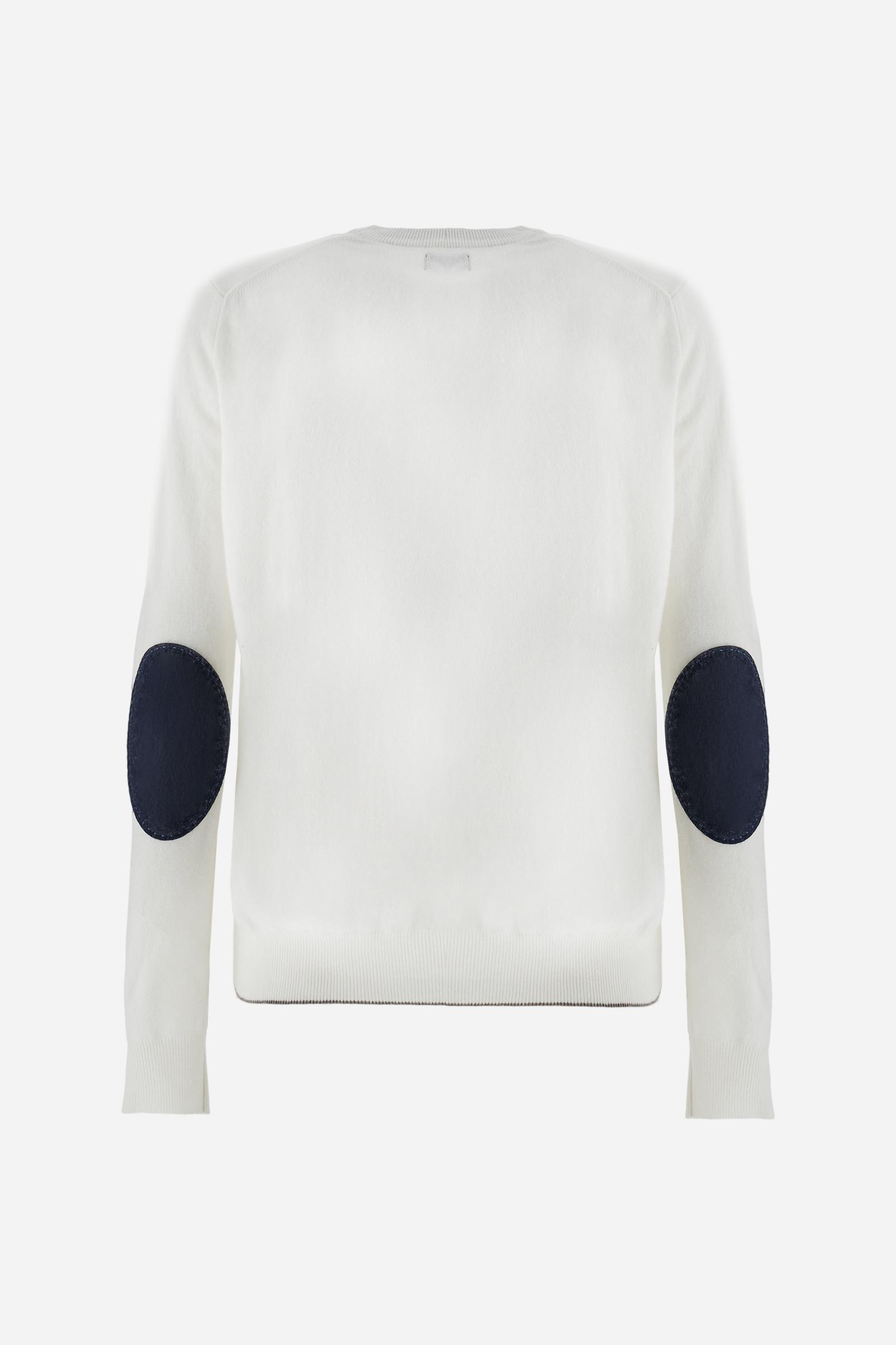 Men’s crew neck sweater with elbow patches - Bobbiejo