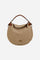 Medium hobo bag in suede and leather with short handle and adjustable strap, hidden magnetic closure and gold logo buckle. - Neutral/Cuoio