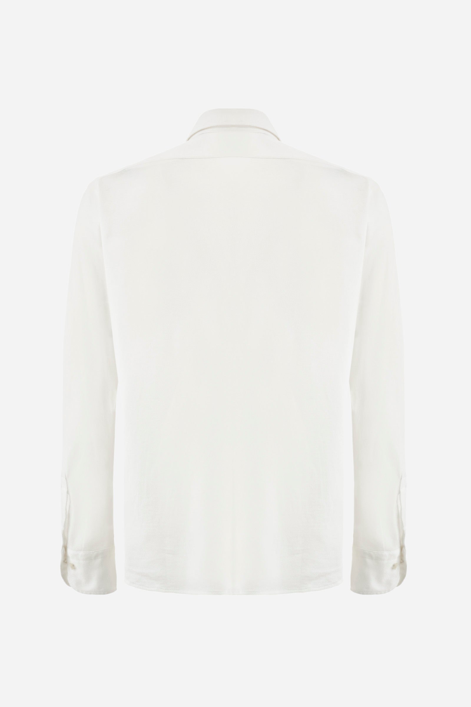 Long-sleeved shirt in cotton piqué, fitted cut for men - Qalam