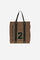 Tote bag in washed cotton and smooth leather. Versatile and roomy, with leather handles and front pocket with patch. - COCOA/PINE NEEDLE                                                                                                                                                                                                                                                                                                                                                                                        