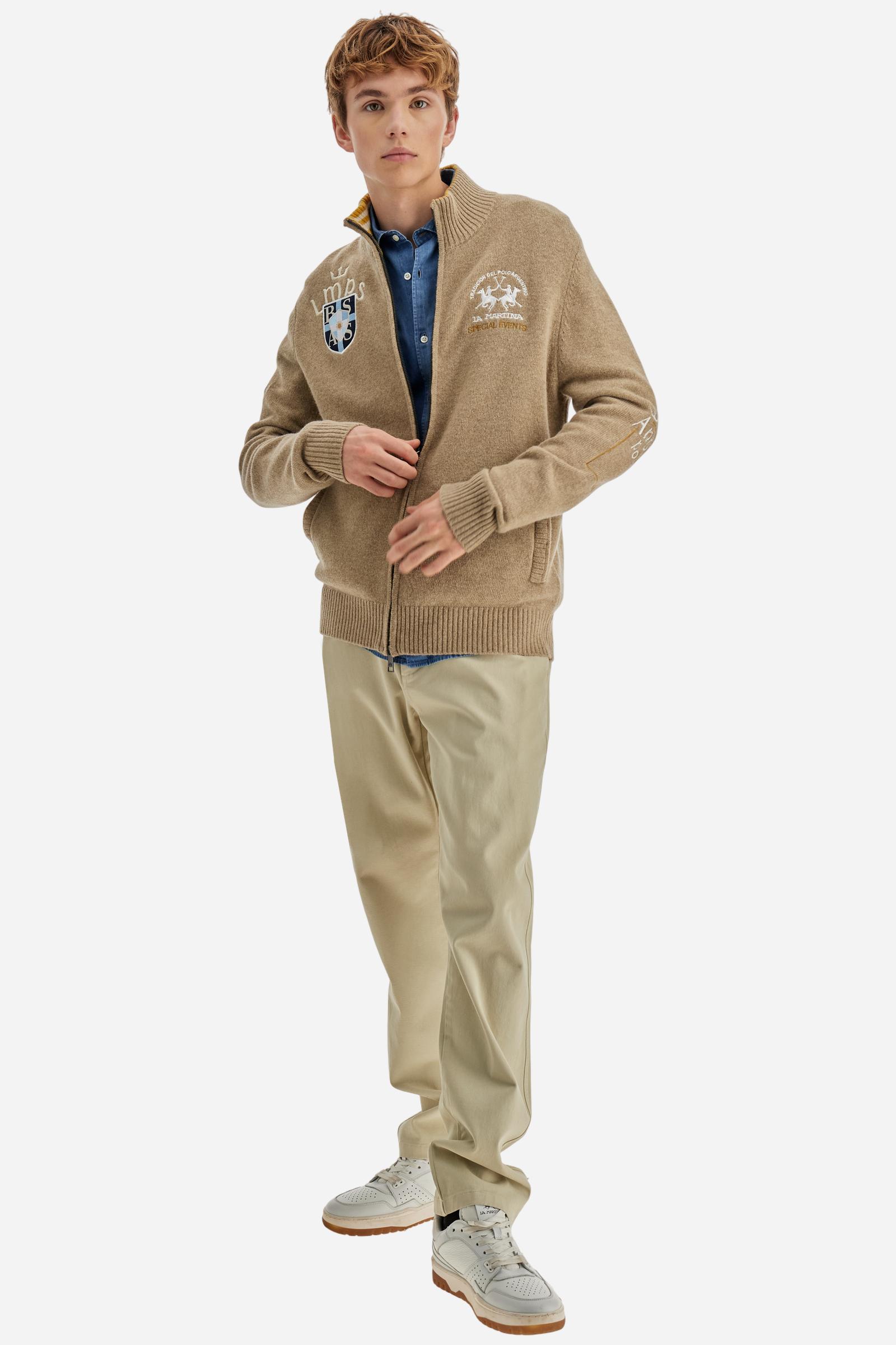 Men’s full zip lambswool sweater Polo Player - Barclay