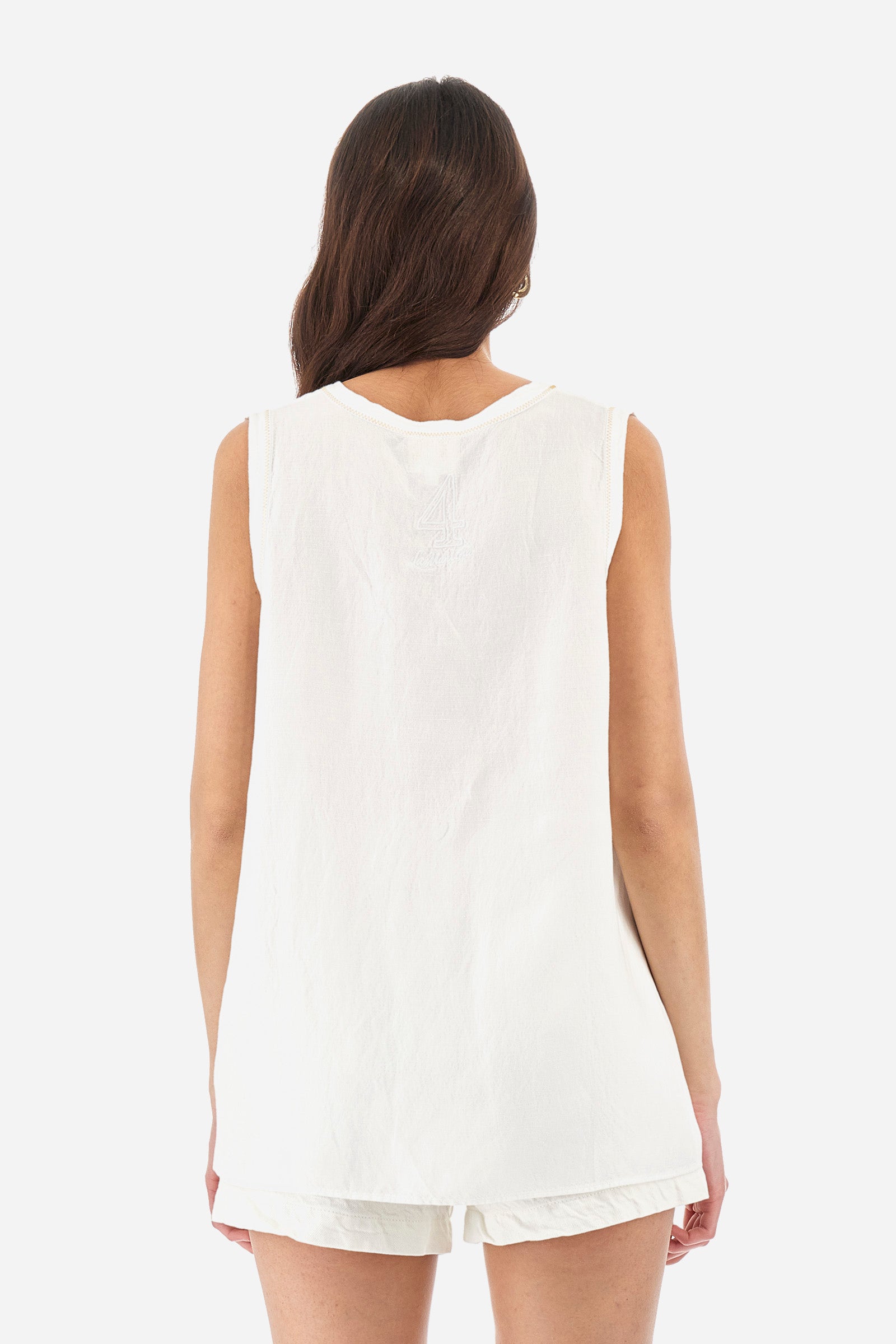 Regular-fit sleeveless blouse in a linen blend - Yemima