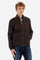 Men's long-sleeved, full-zip sweatshirt. Made of soft solid colour cotton fleece. The neck and cuffs and waistband are in solid colour ribbed knit with contrasting edging. Front zip opening and Polo club guarantee label applied to the edge inside the collar. The front lettering is a large tone-on-tone raised embroidery. A narrow two-tone striped band is applied to the shoulders and sleeves. Regular fit. The model is wearing a size L. - Java