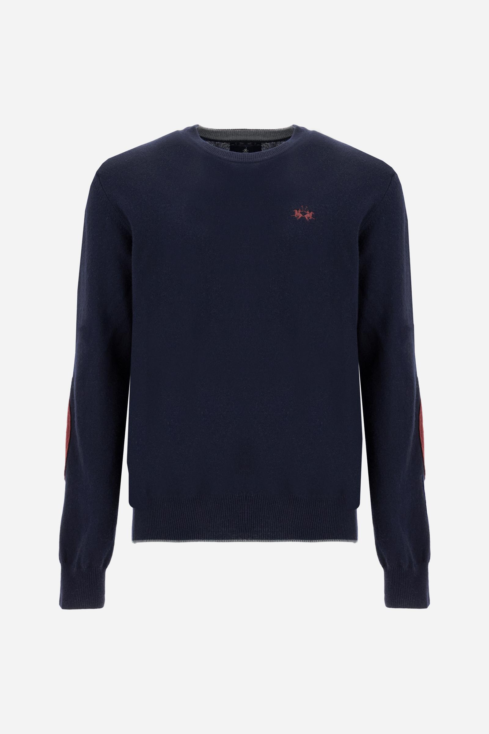 Men’s crew neck sweater with elbow patches - Bobbiejo