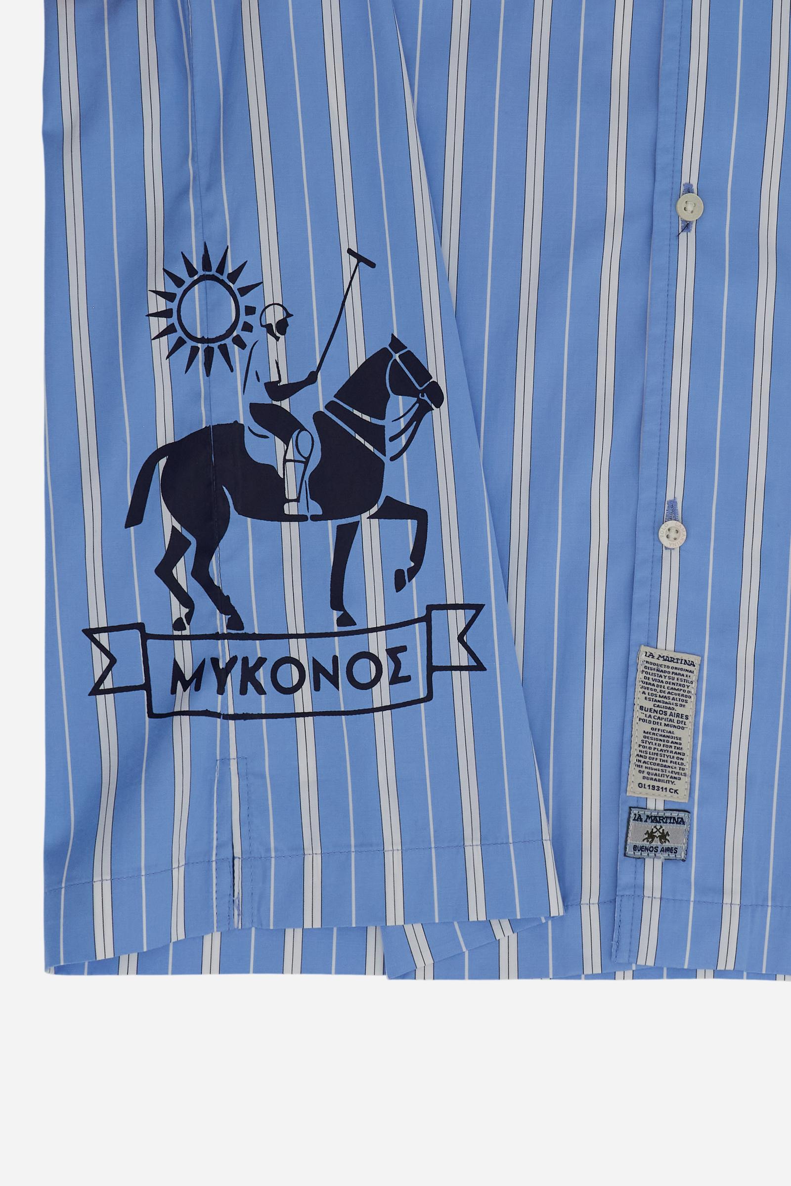 Men's bowling shirt in striped poplin Mykonos Edition - Connor