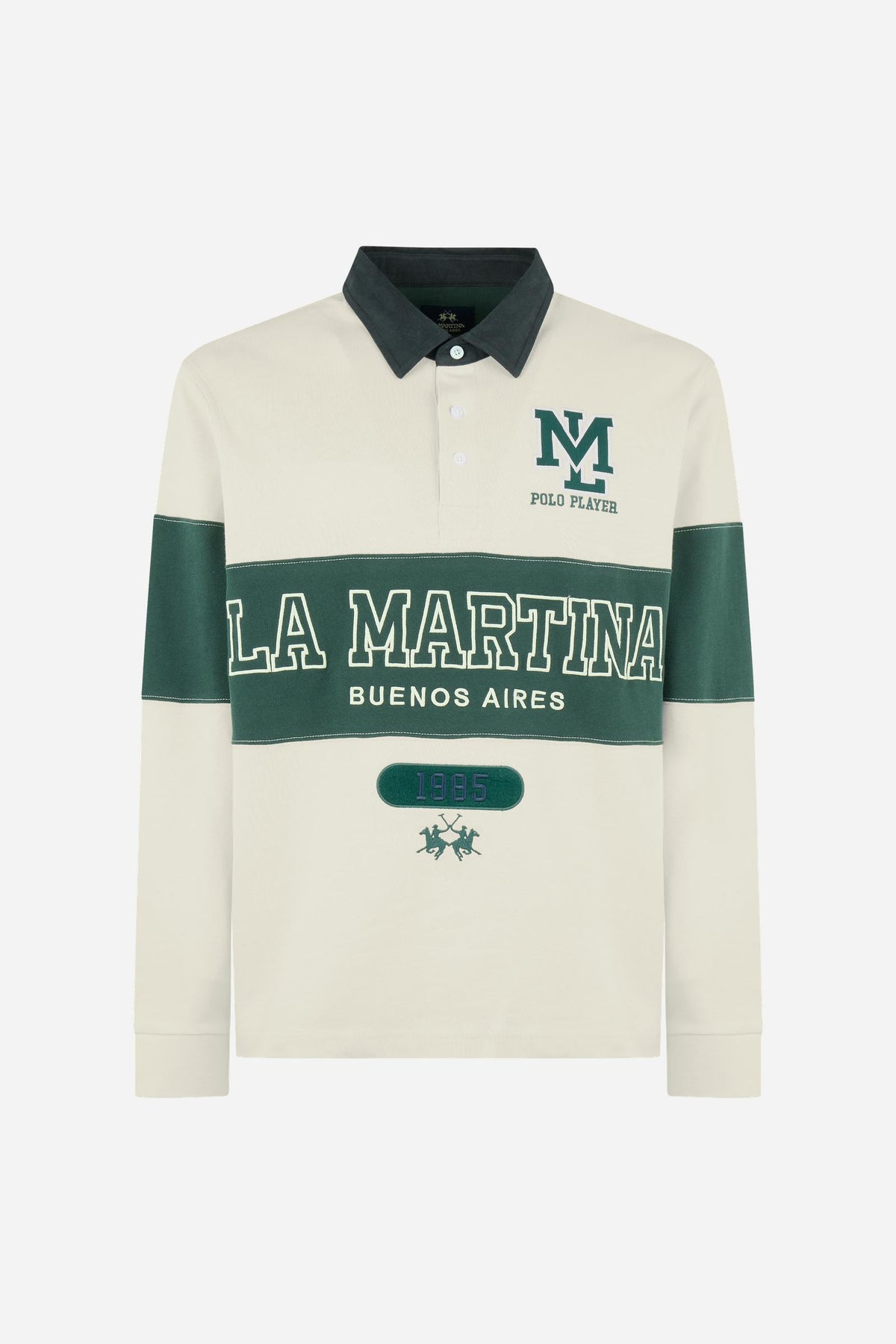 Men's long-sleeve polo shirt in Diamond cotton jersey