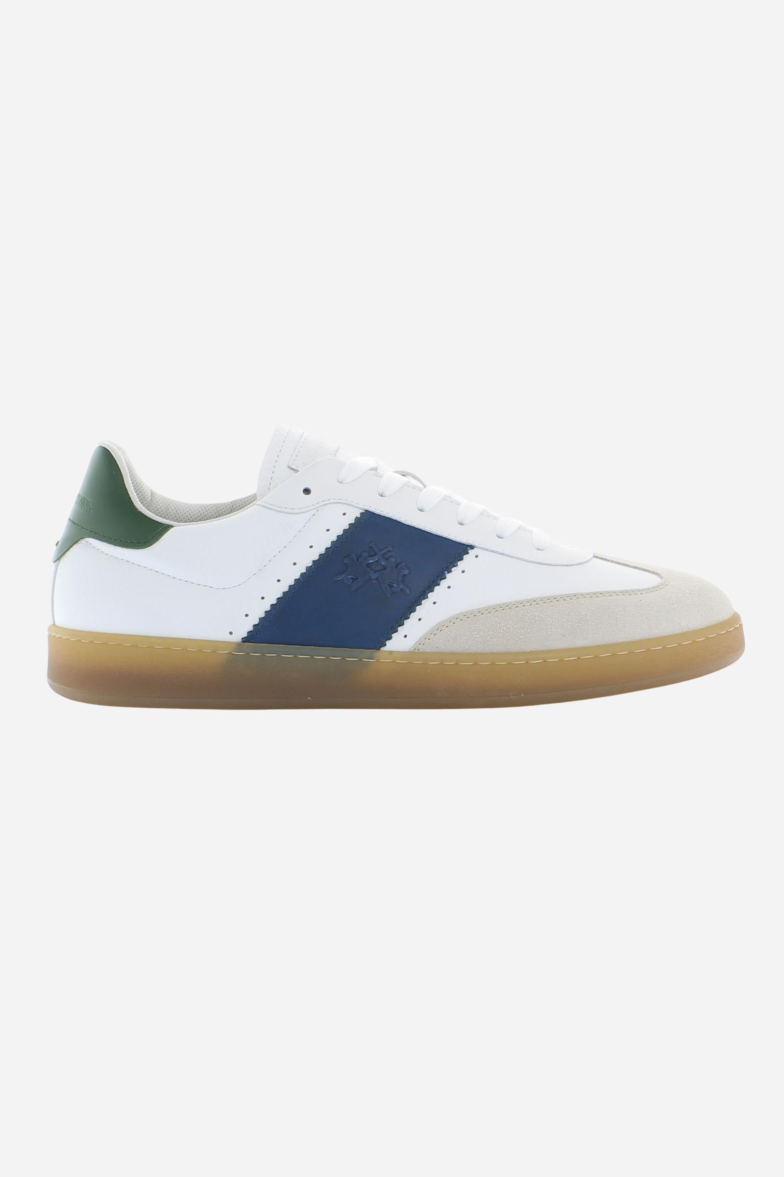 Men’s Retro Court Sneakers in Leather and Suede Split – Sage