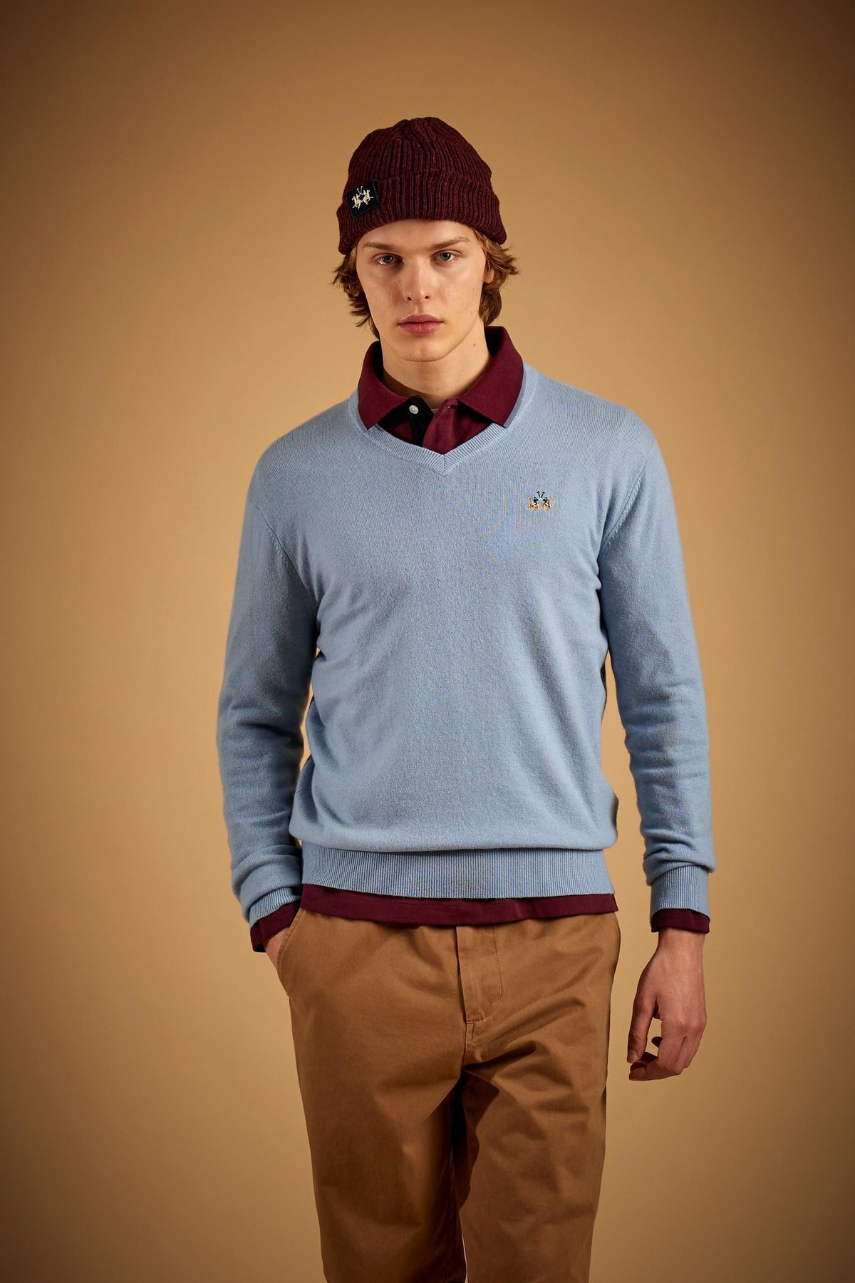 Men's V-neck wool sweater - Eadwig