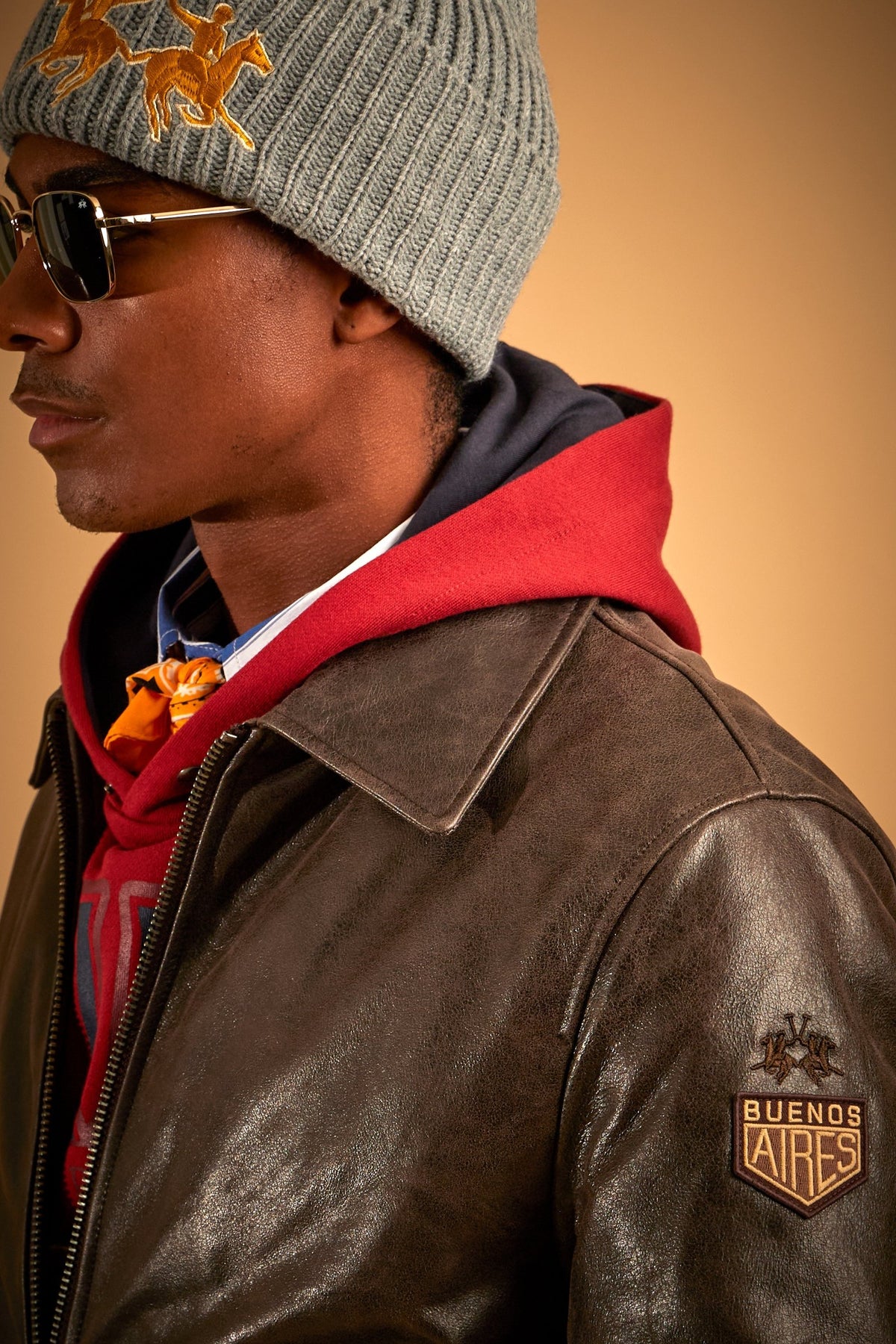 Herren Leder-Bomber im Aviator-Stil - Darrel