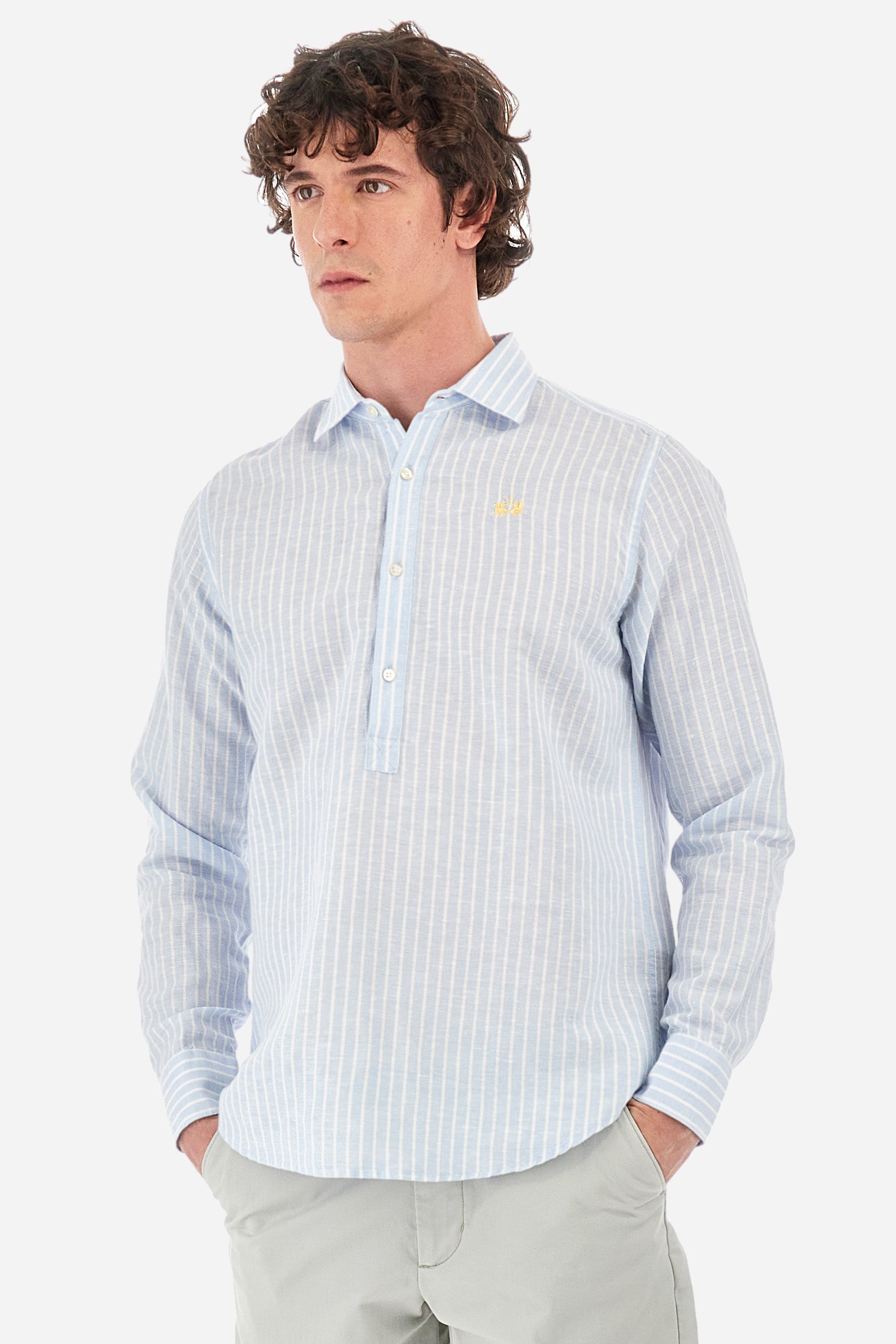 Camisa con estampado de rayas de algodón y lino - Innocent