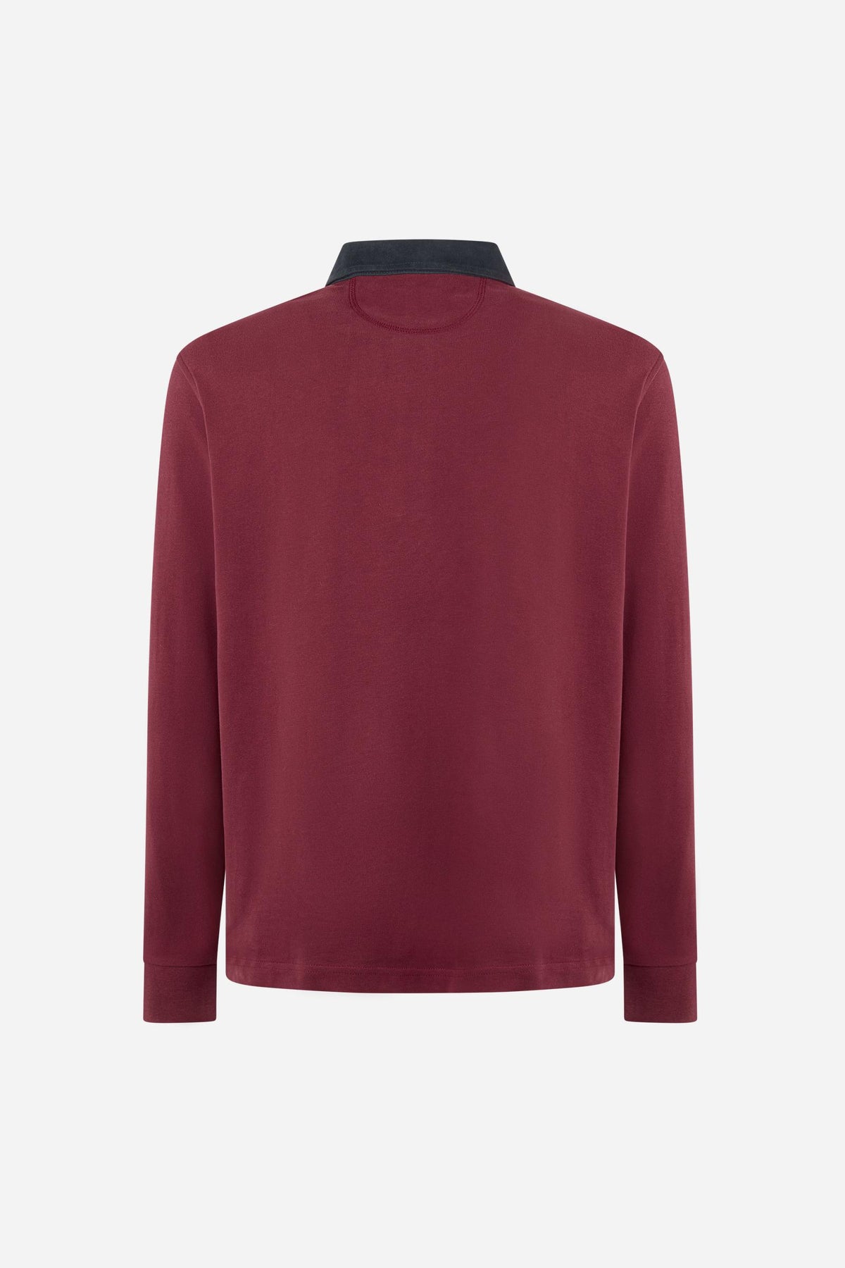 Men's long-sleeve polo shirt in heavy cotton jersey with contrast collar - Duke