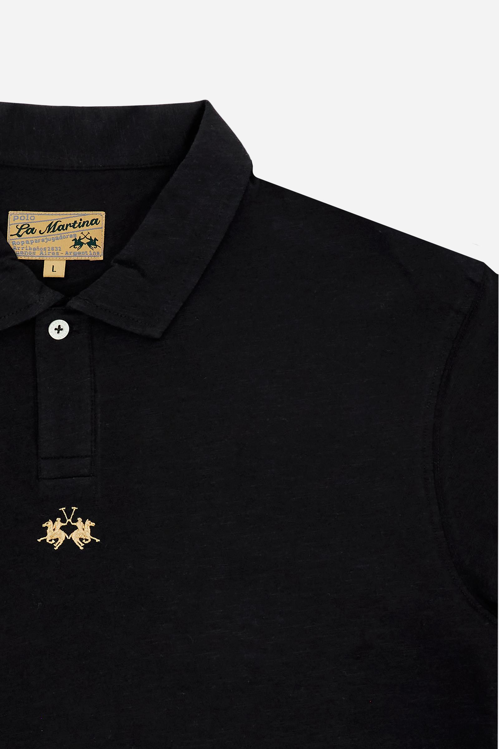 Men's short-sleeved regular fit polo shirt in 100% cotton - Black                                                                                                                                                                                                                                                                                                                                                                                                                                                               