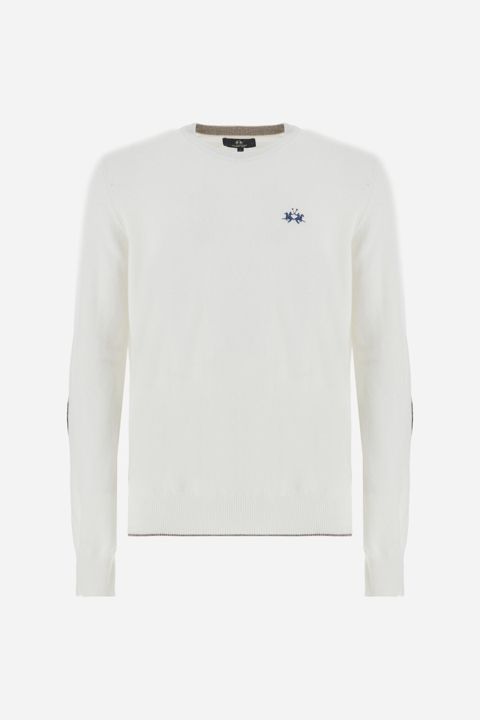 Men’s crew neck sweater with elbow patches - Bobbiejo