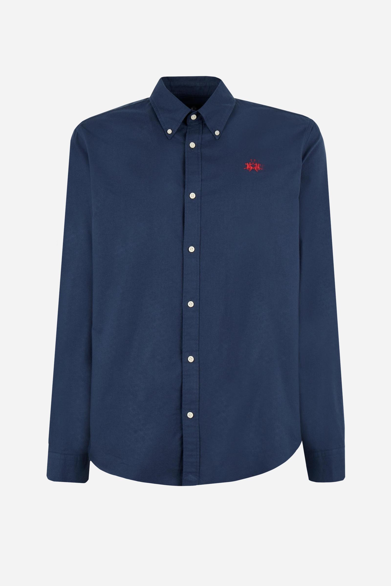 Men’s pure cotton Oxford shirt with button-down collar, front buttons, embroidered logo, and regular fit for comfort and freedom of movement. - Navy
