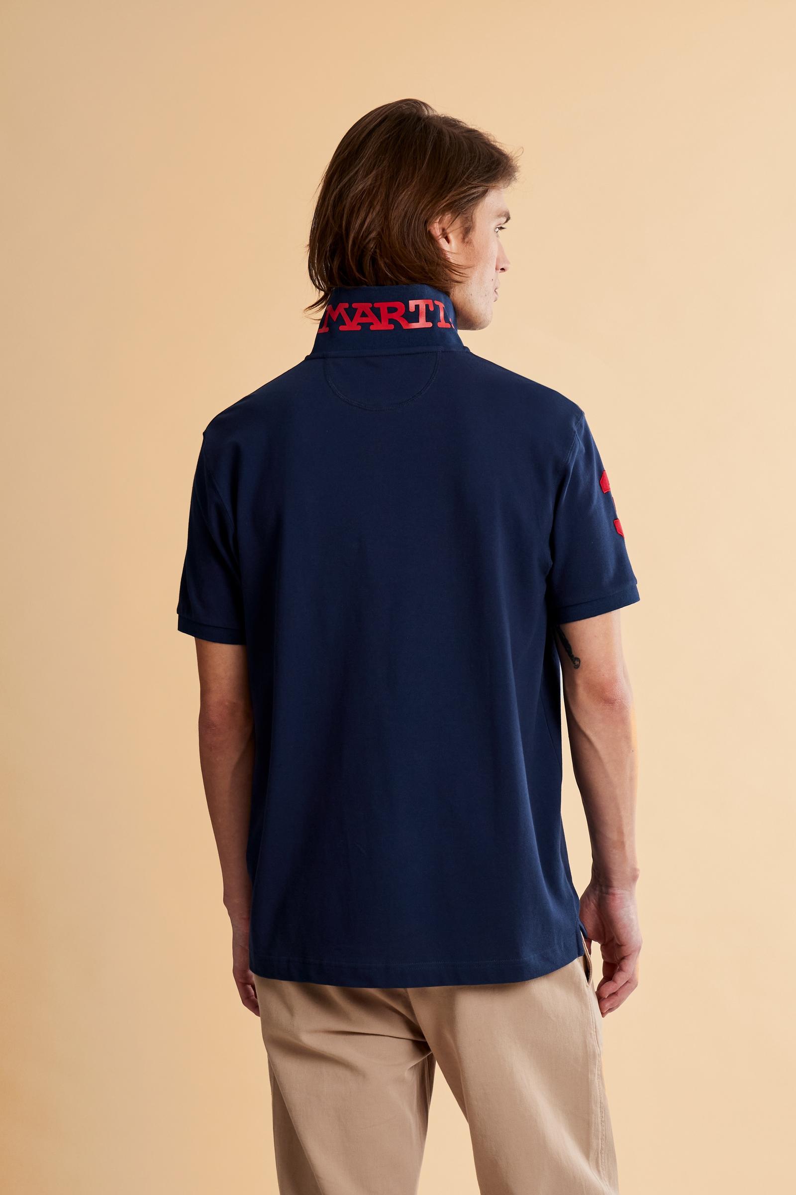 Men’s short-sleeve stretch piqué polo. Two-button placket and ribbed details, with a regular fit. Iconic style characterised by applied logo and patches. - Navy                                                                                                                                                                                                                                                                                                                                                                
