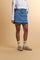 Denim mini skirt with light-medium wash and worn-in effect. Slightly flared five-pocket style with raw-cut hem and contrast pocket with logo. - Medium Indigo Denim                                                                                                                                                                                                                                                                                                                                                             