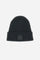 Unisex plain ribbed beanie, made from synthetic fabric. The logo appears on the patch appliquéd on the front. - Black